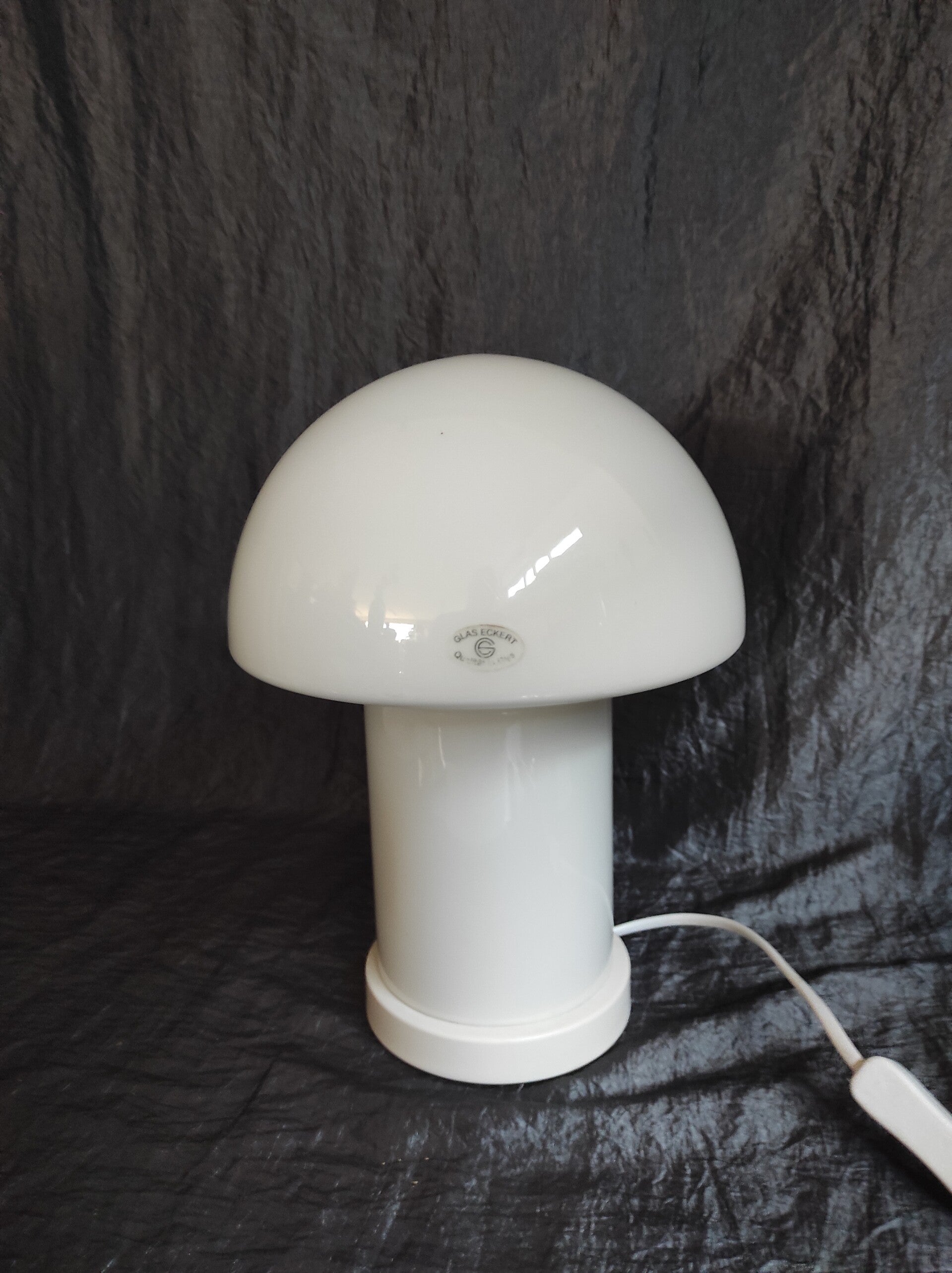 Pilz Tischlampe Glas Weiß