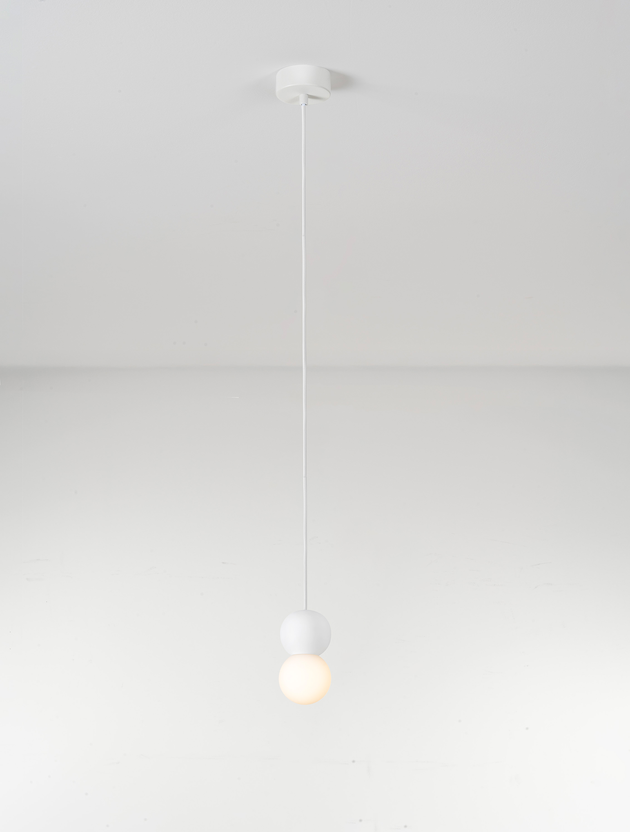 Zero Type A Pendant Light Aluminium Opal Glass White