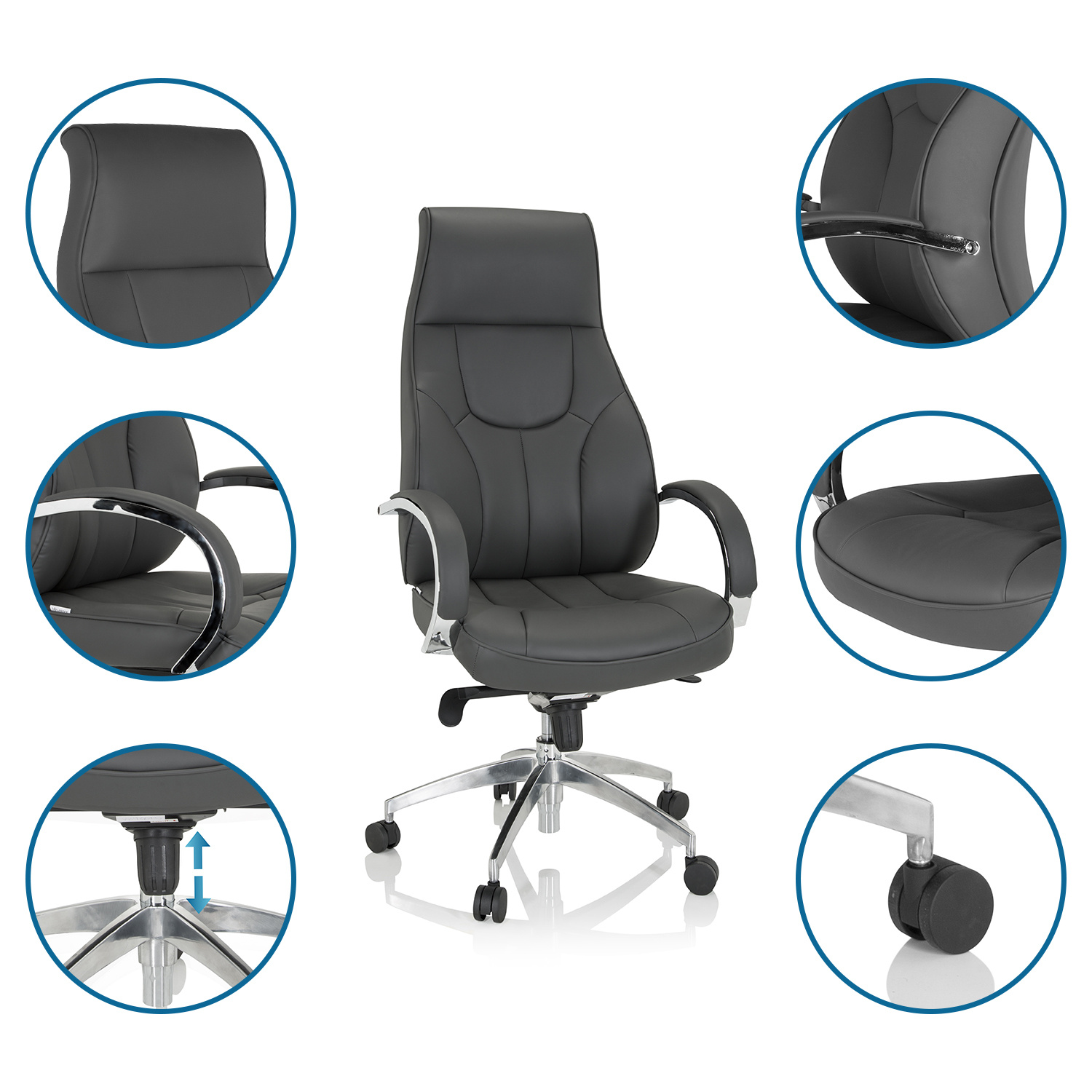 ELEGANCE I Bürostuhl Kunstleder Grau