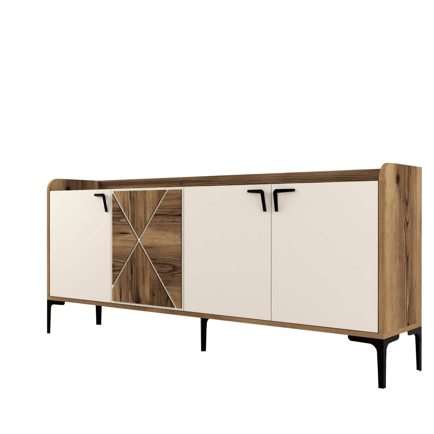 Venedik Sideboard Walnussbraun Creme