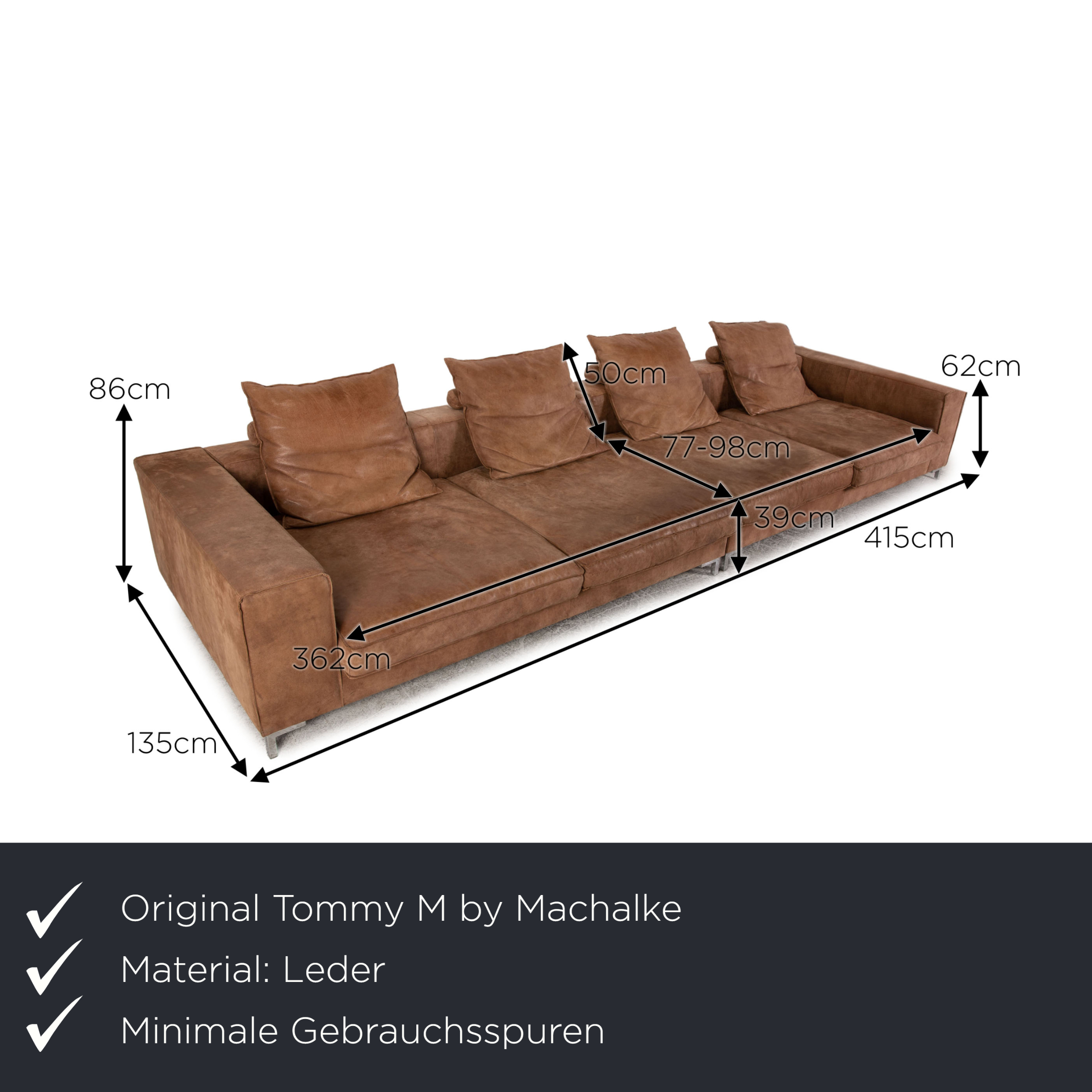 Maine Sofa 4-Sitzer by Machalke Leder Cognac