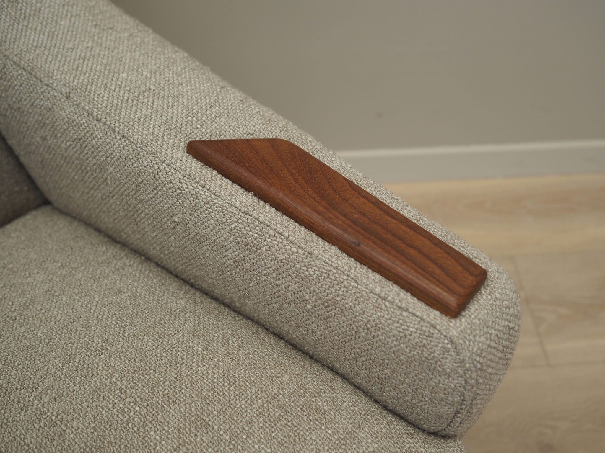 Vintage armchair Teak wood Textile Beige 1960s