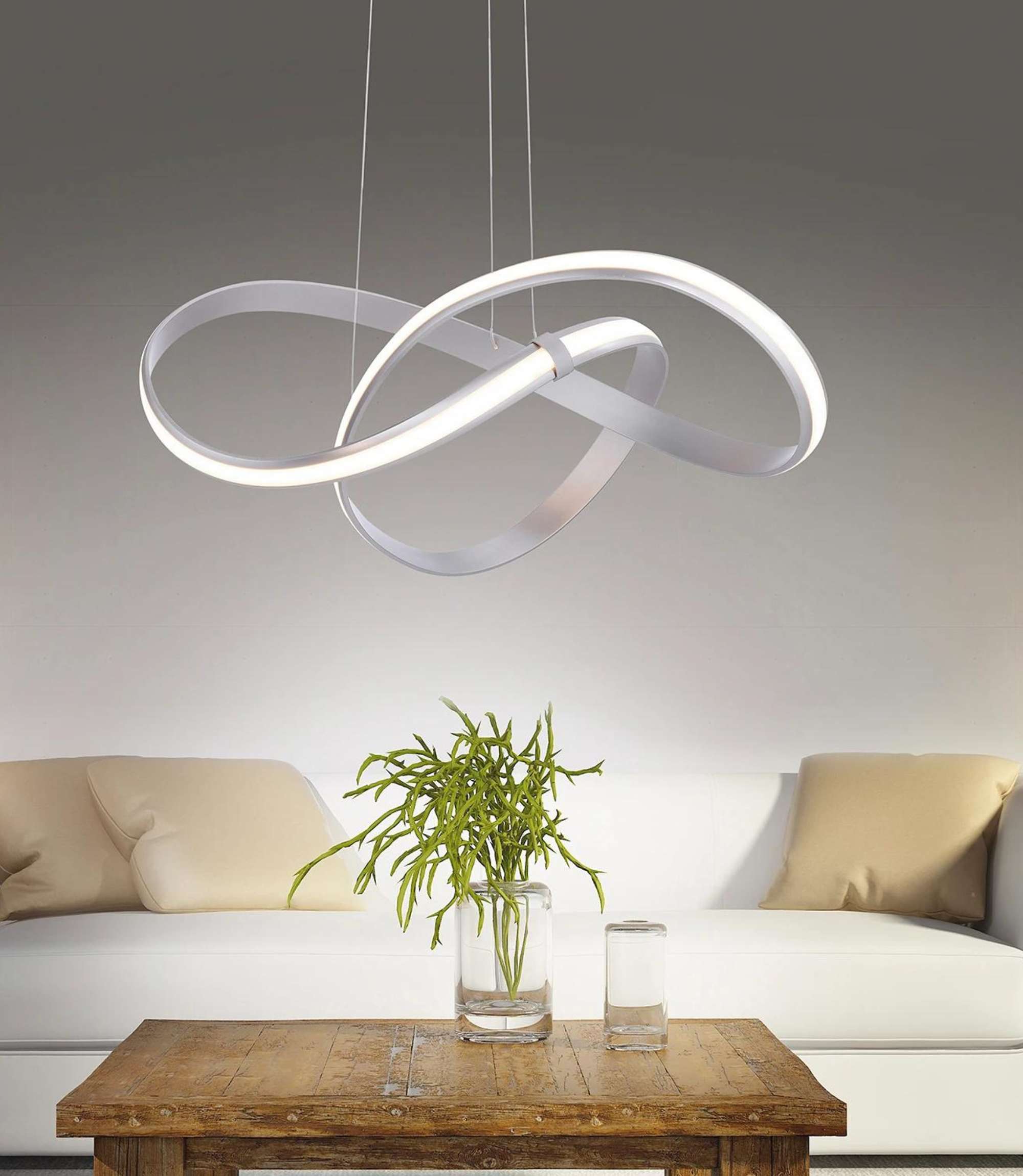 LED-Pendelleuchte 1-flammig Glas Metall Silber