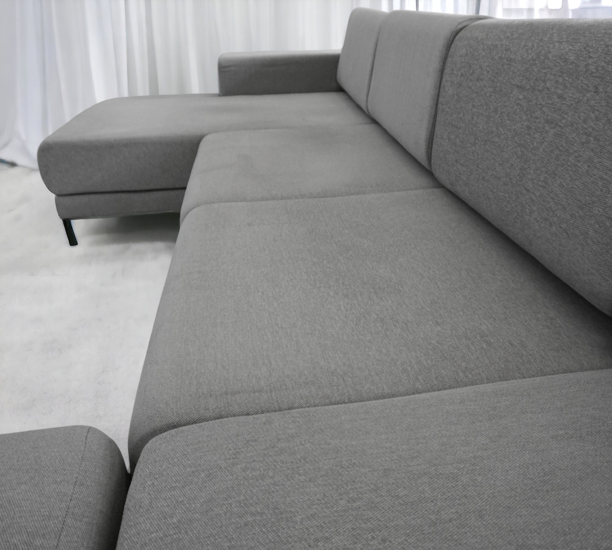 Tyme Sofa Landscape with Chaise Lounge Fine Fabric Slate Grey