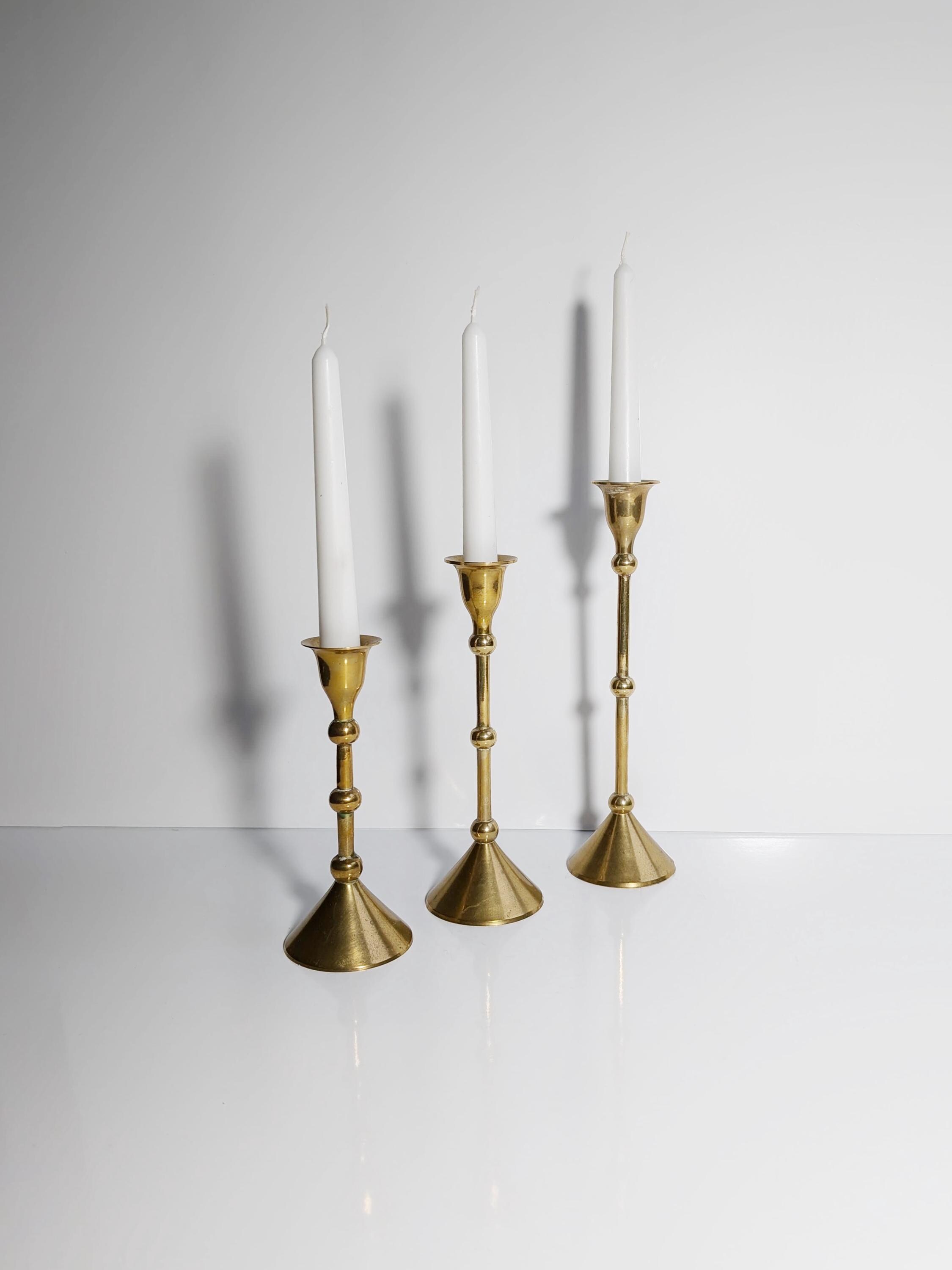 3x Vintage Kerzenständer Metall 1960er Jahre