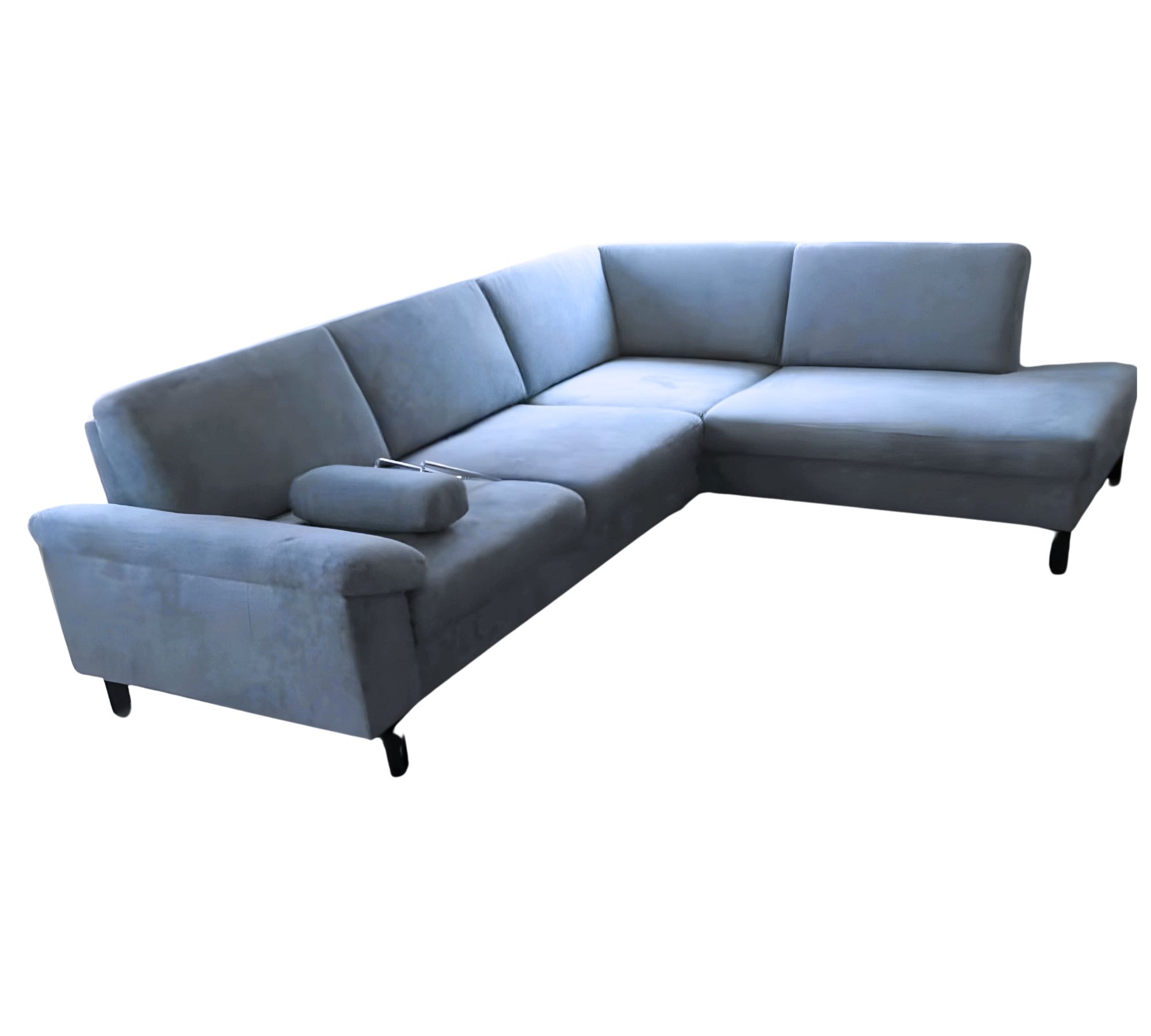 Sofa Récamiere Rechts Textil Metall Blau