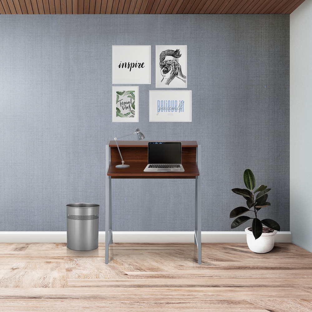 DUMONT Desk Wood Natural/Silver