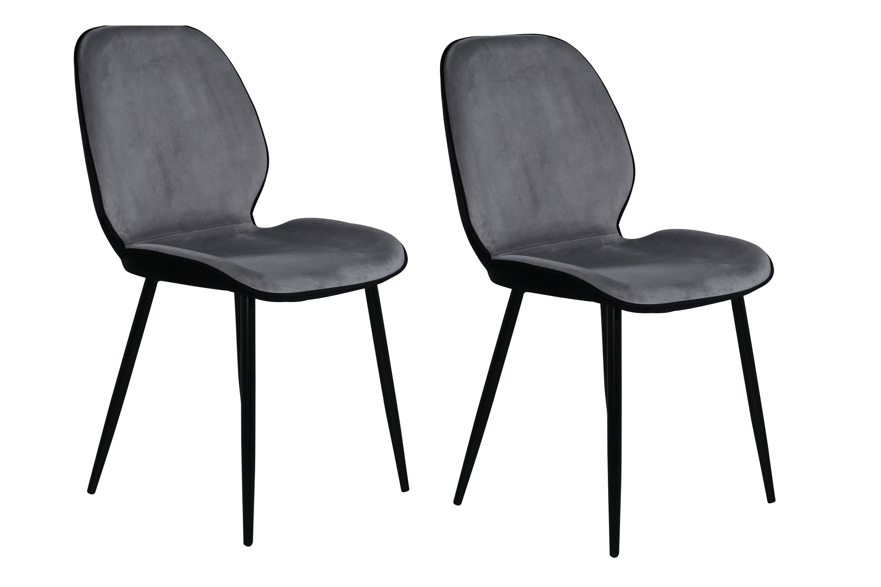 2x Emma Stuhl-Set Samt Schwarz Hellgrau