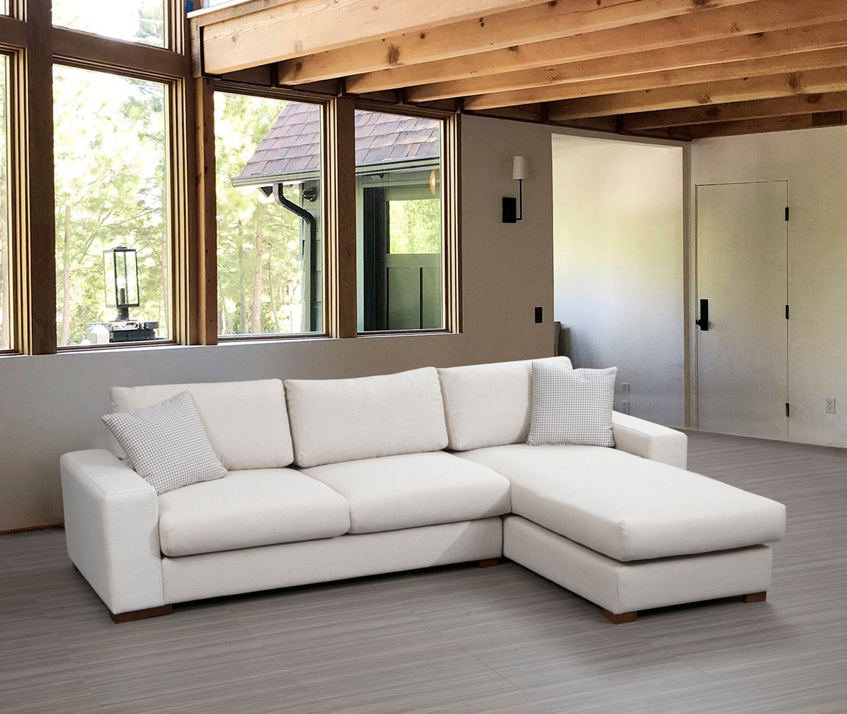 Sofa Récamiere Rechts Polyester Holz Weiß