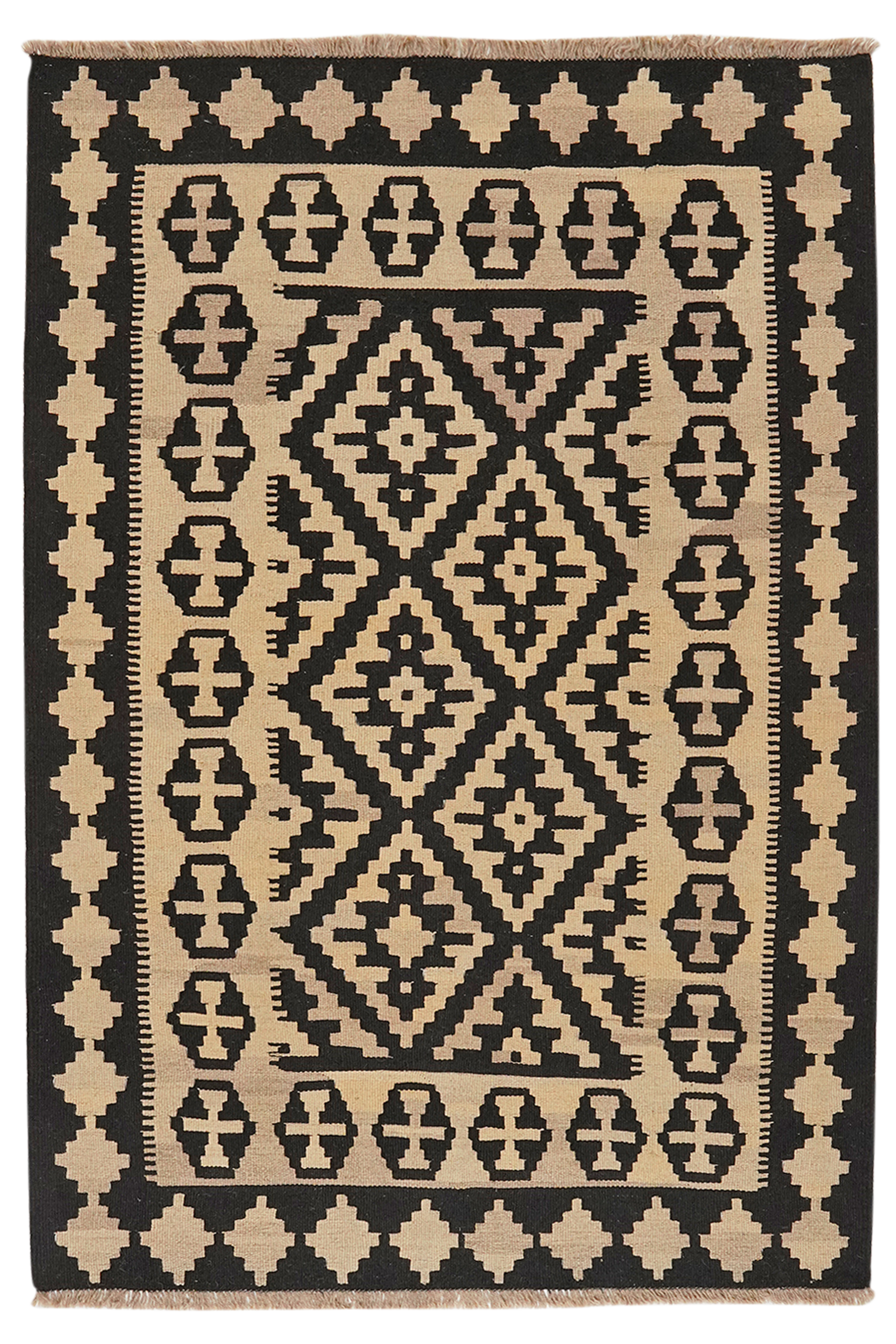 Kilim Gashgai Teppich Braun Schwarz