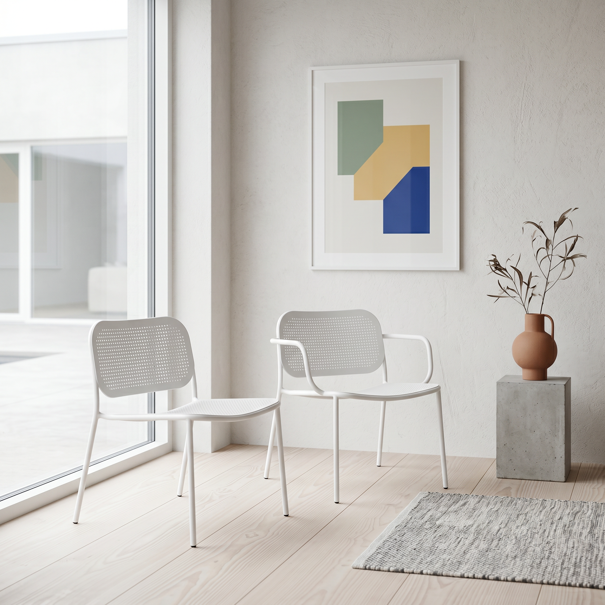 2x Metis Dot Sedia da giardino Bianco