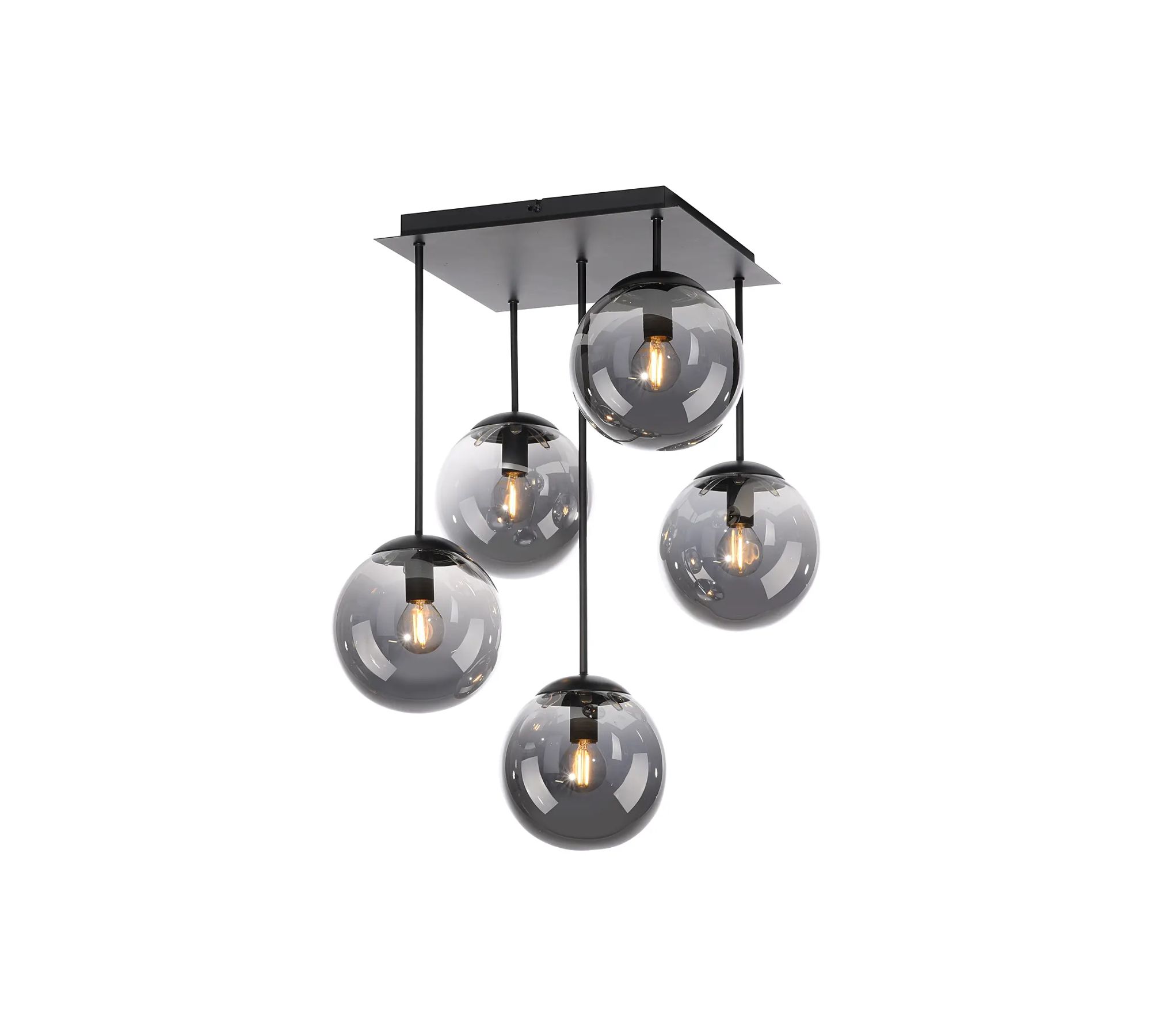 Ceiling light 5-flame glass black