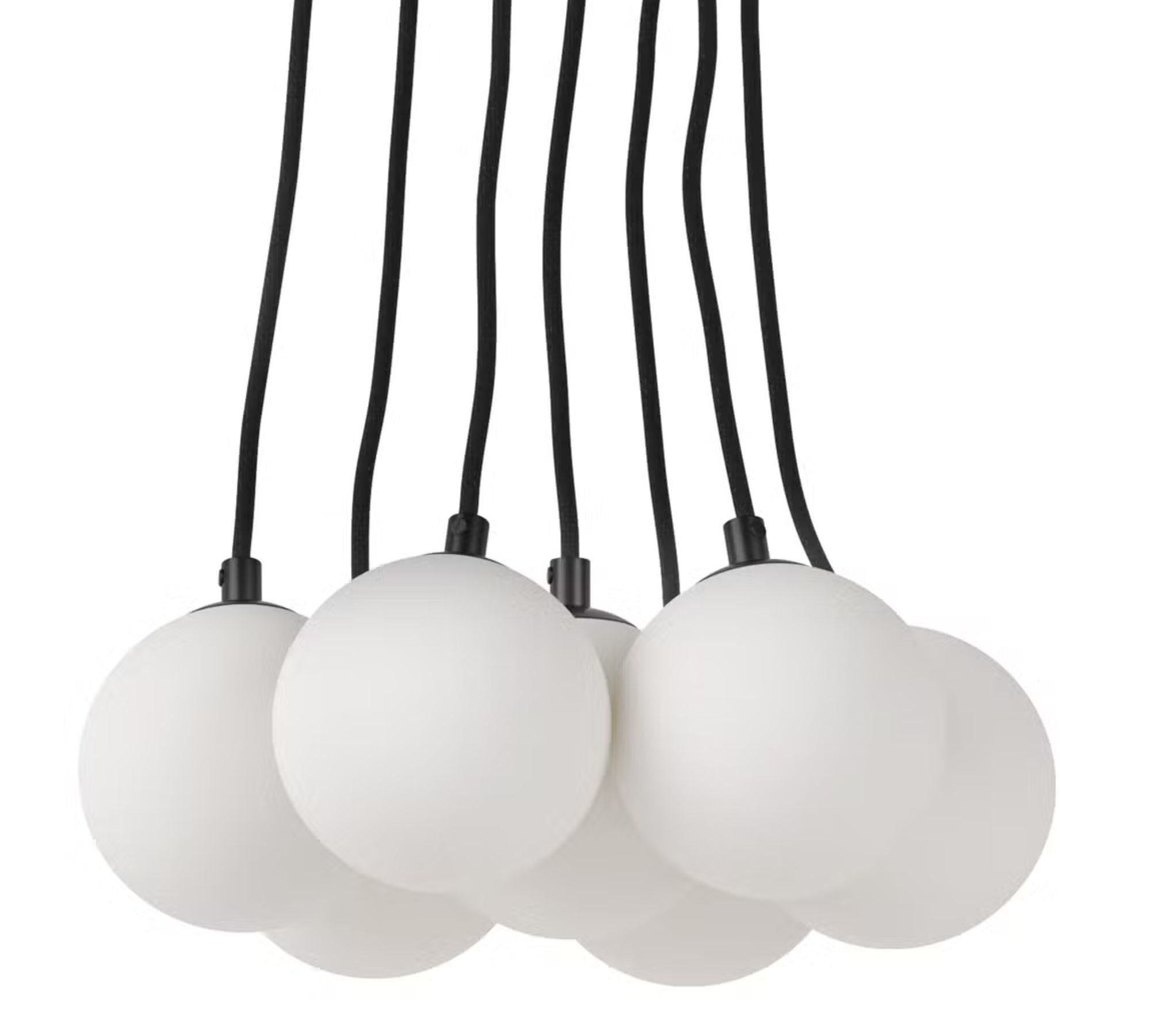 Pendant lamp 7-flame opal glass white
