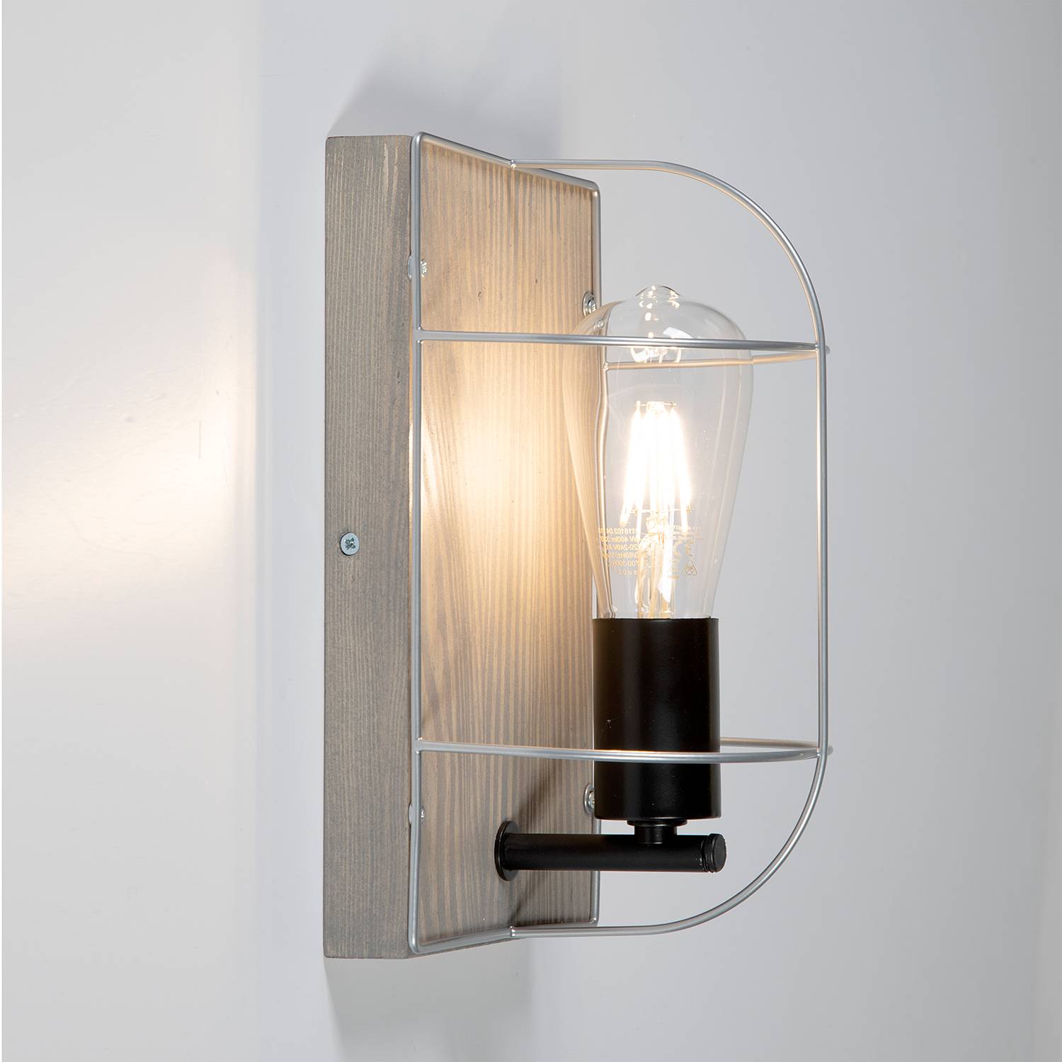 Netuno III Wandleuchte Stahl Kiefer 1-flammig