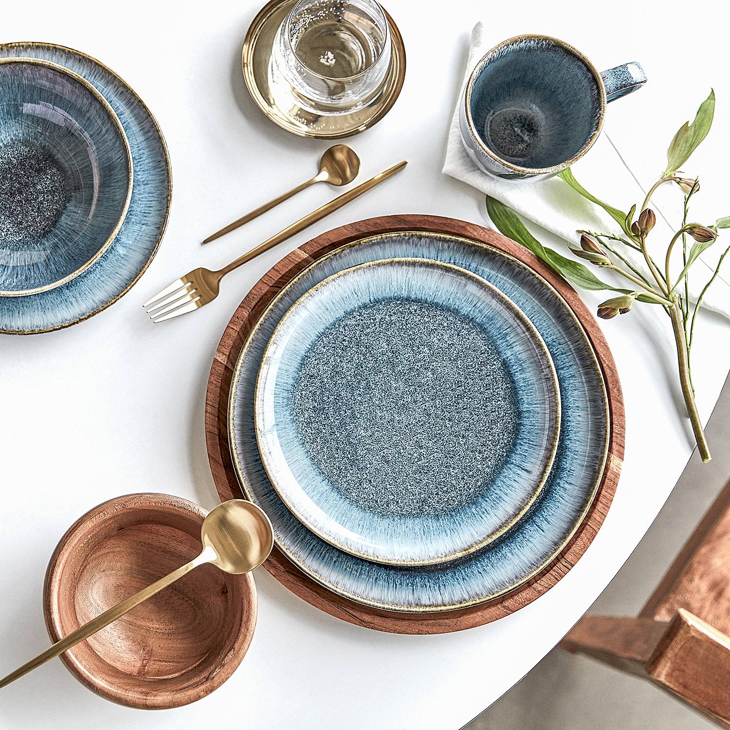 Hilda Geschirr-Set 16-tlg. Steinzeug Blau