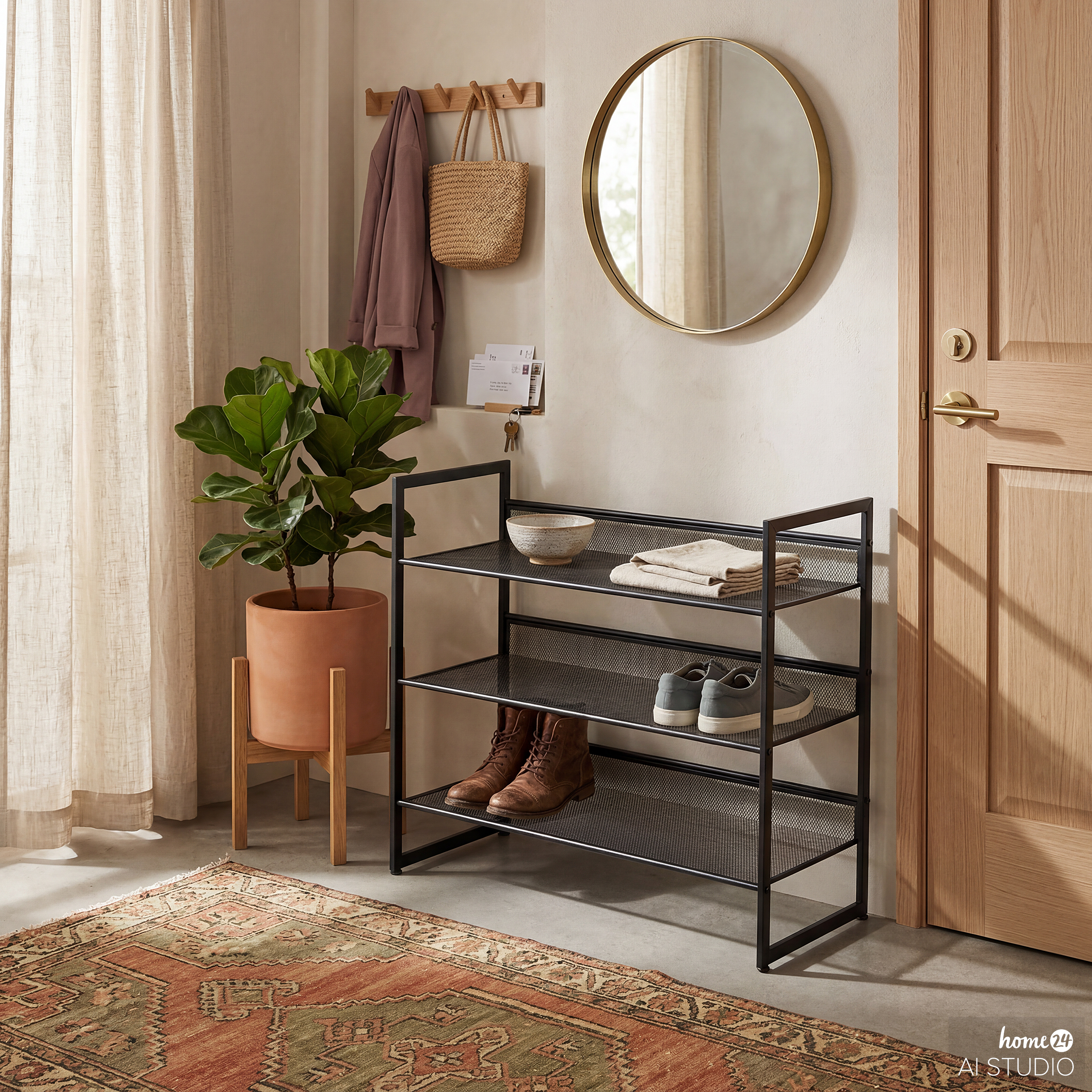 Tecnor shoe rack metal black 63 cm
