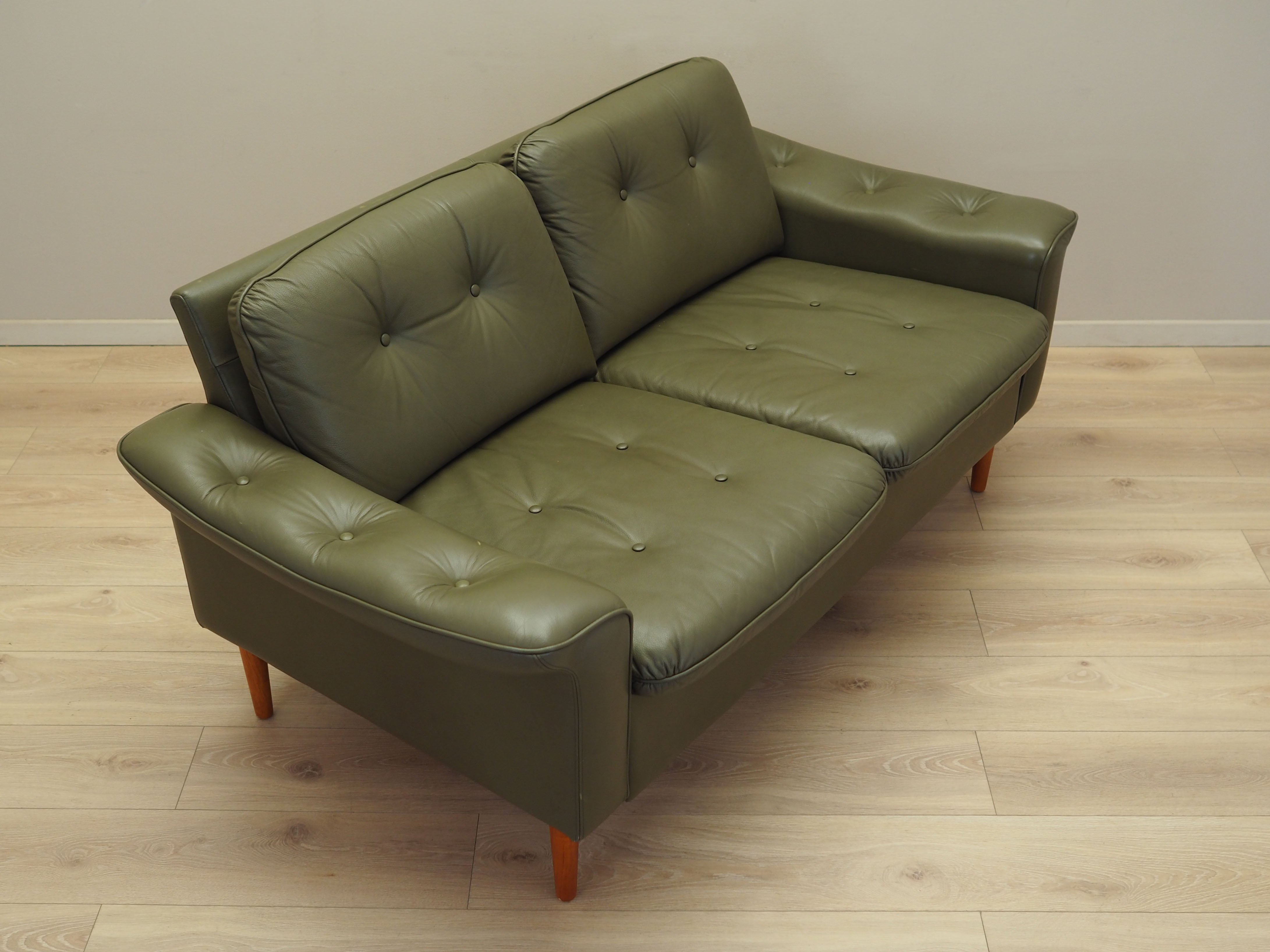 Sofa Leder Grün 1970er Jahre