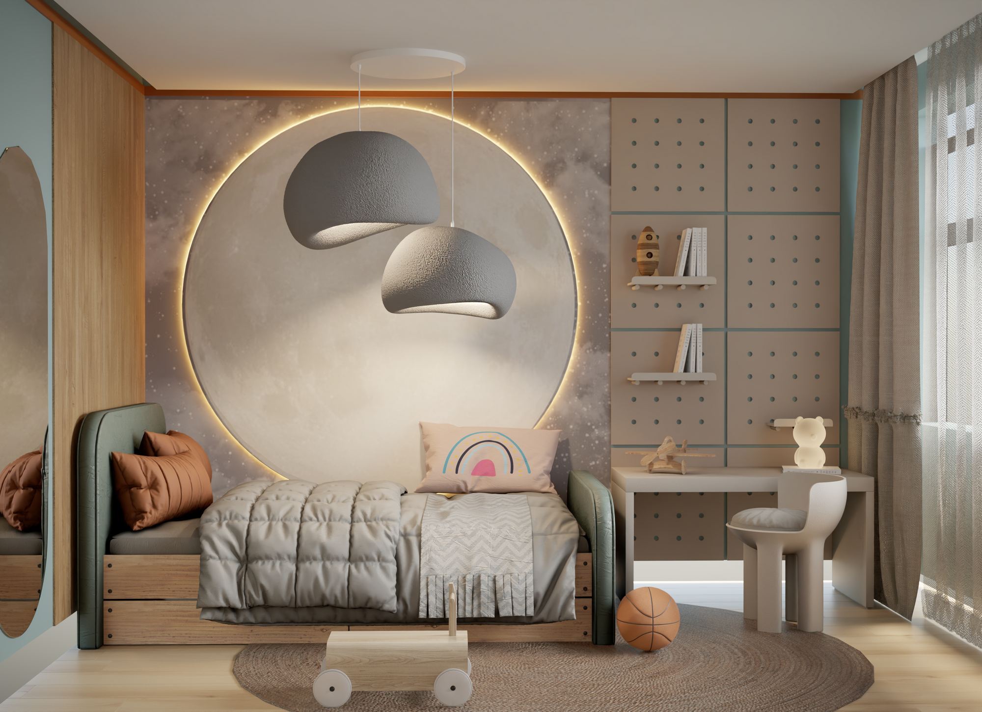 2-Flammig Wabi Sabi Chalkforms Pendelleuchte Beton Grau