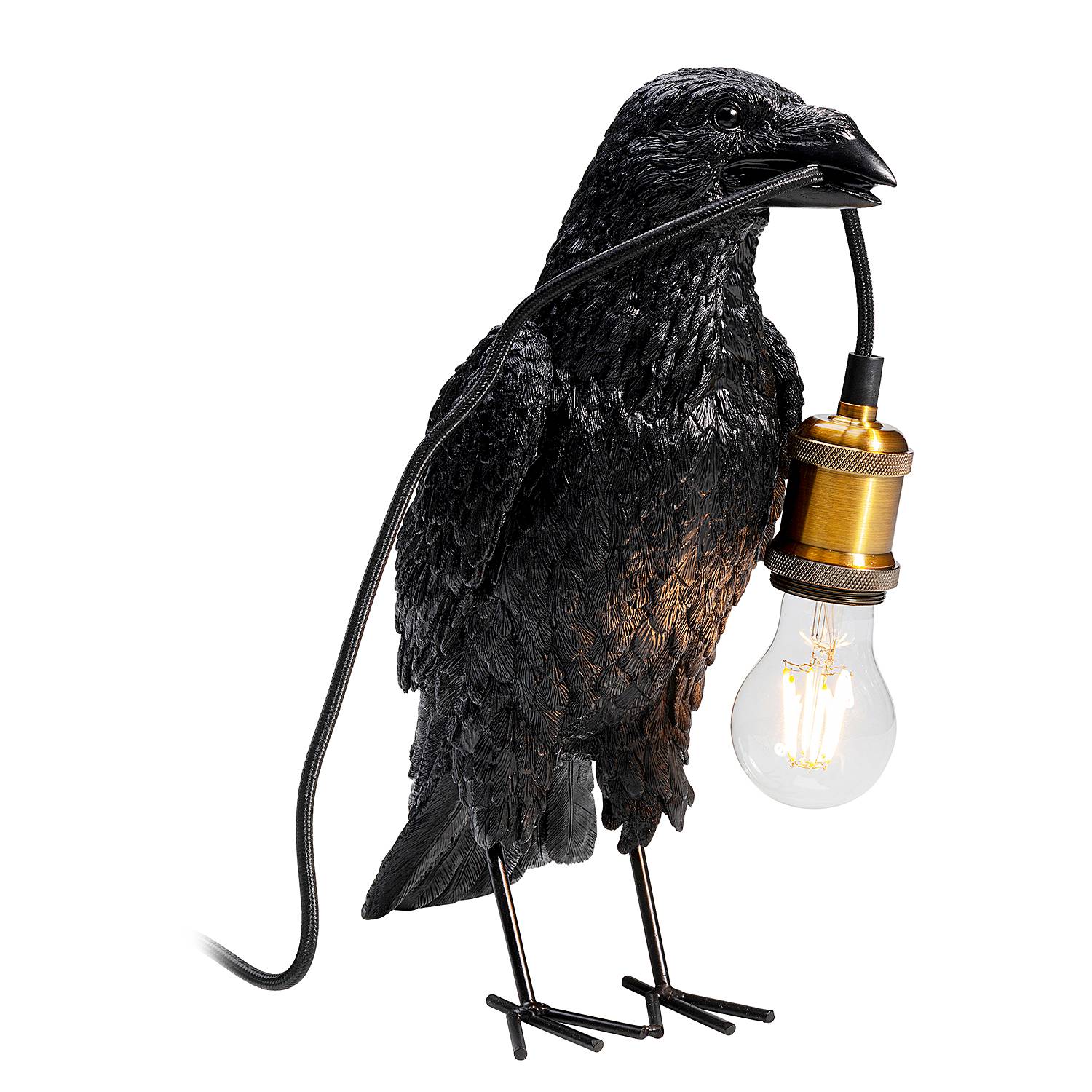 Table Lamp Animal Crow Black