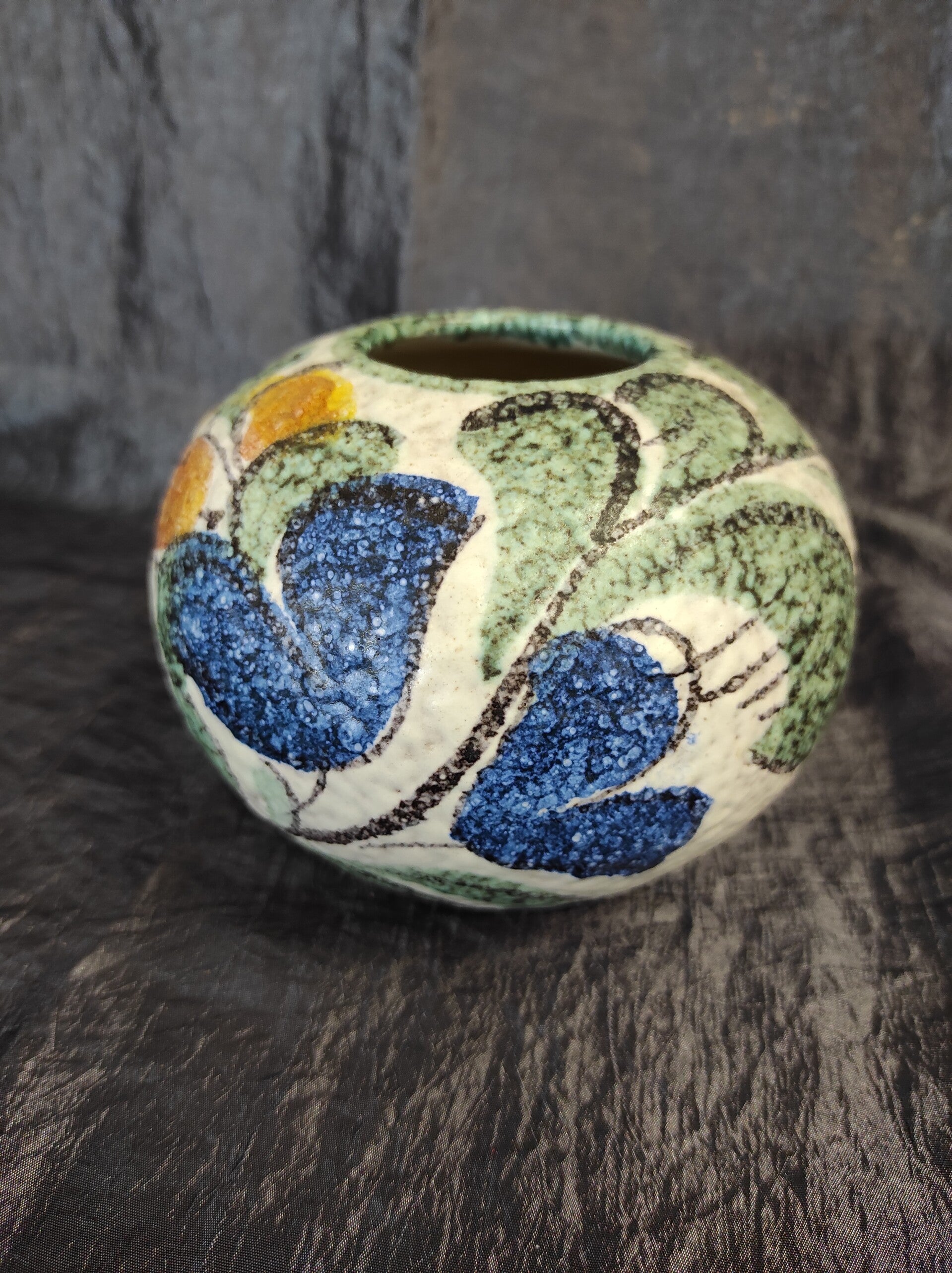 Vintage Keramikvase Weiß Bunt
