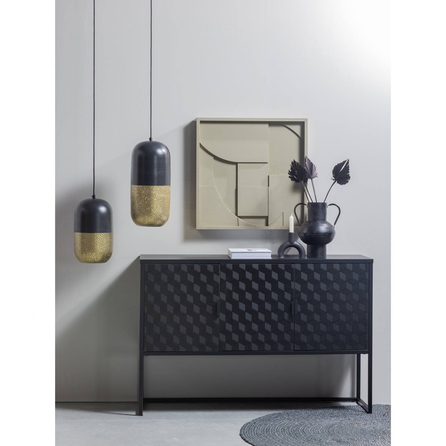 Tirsa Hängelampe Metall Schwarz Gold
