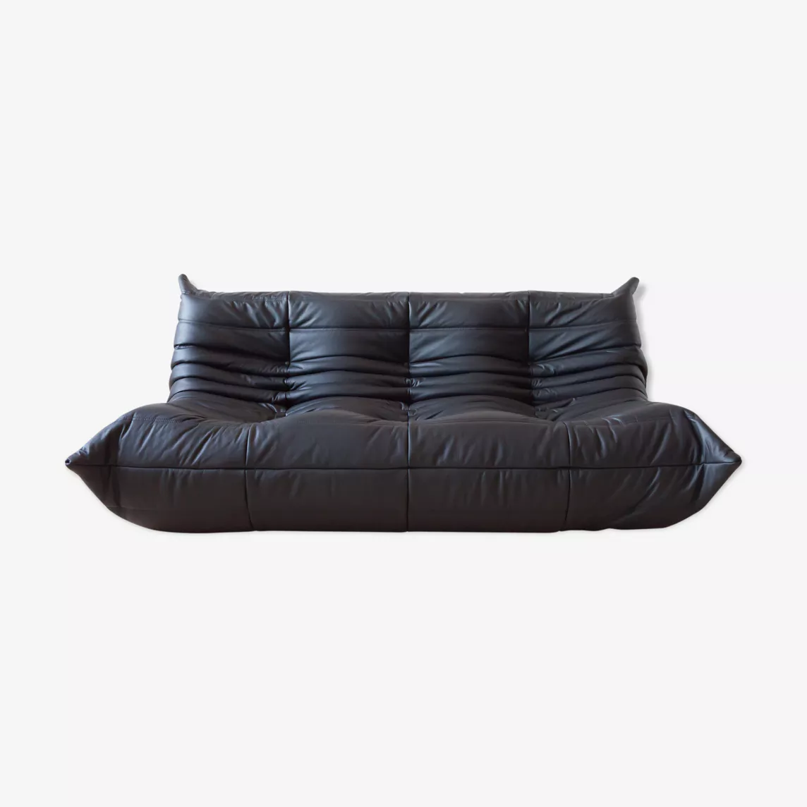 Togo Sofa 3-Sitzer Madras-Leder Schwarz