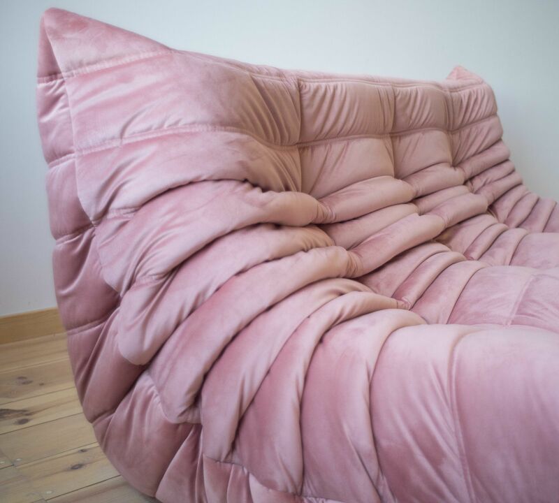 Togo Sofa 3-Sitzer Samt Perlrosa