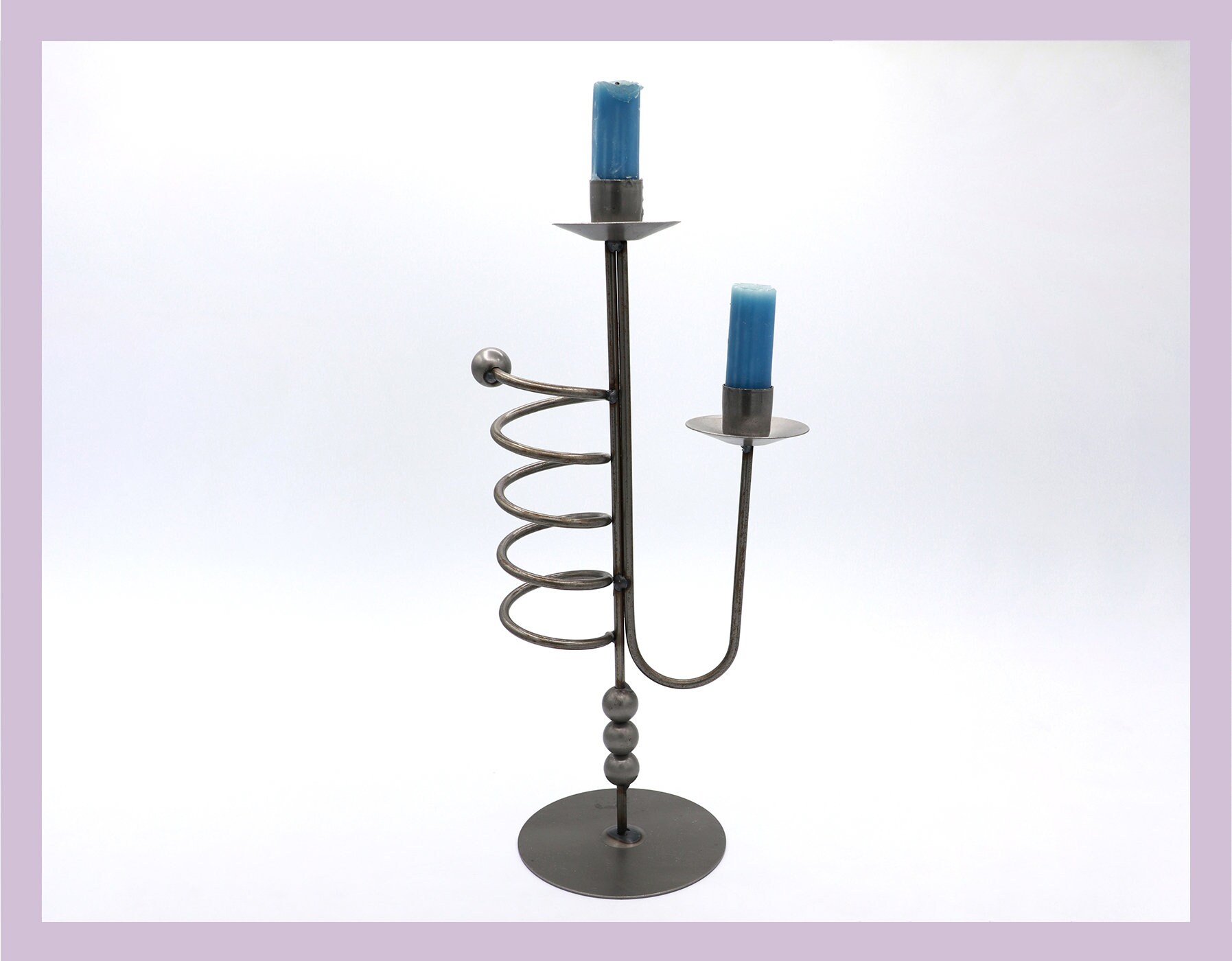 Vintage Postmodern Candle Holder Metal 1980s