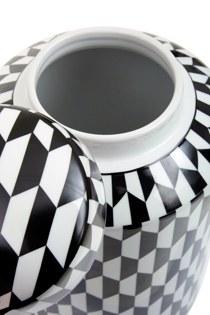 Marlo Kleiner Geometrisch Bedruckte Keramikdose Schwarz Weiß