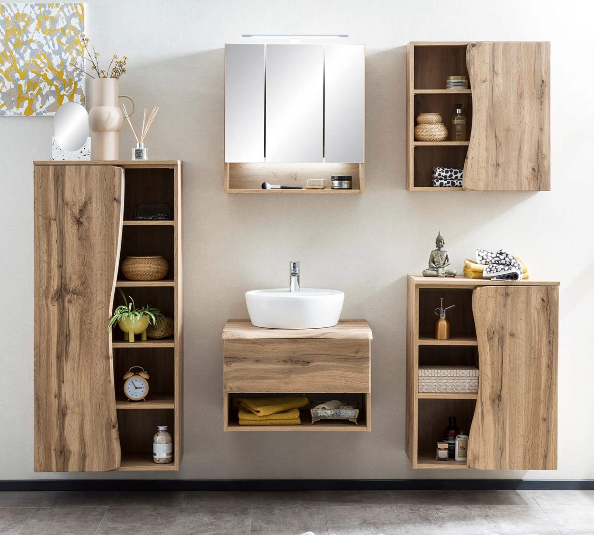Badschrank Wotaneiche Dekor