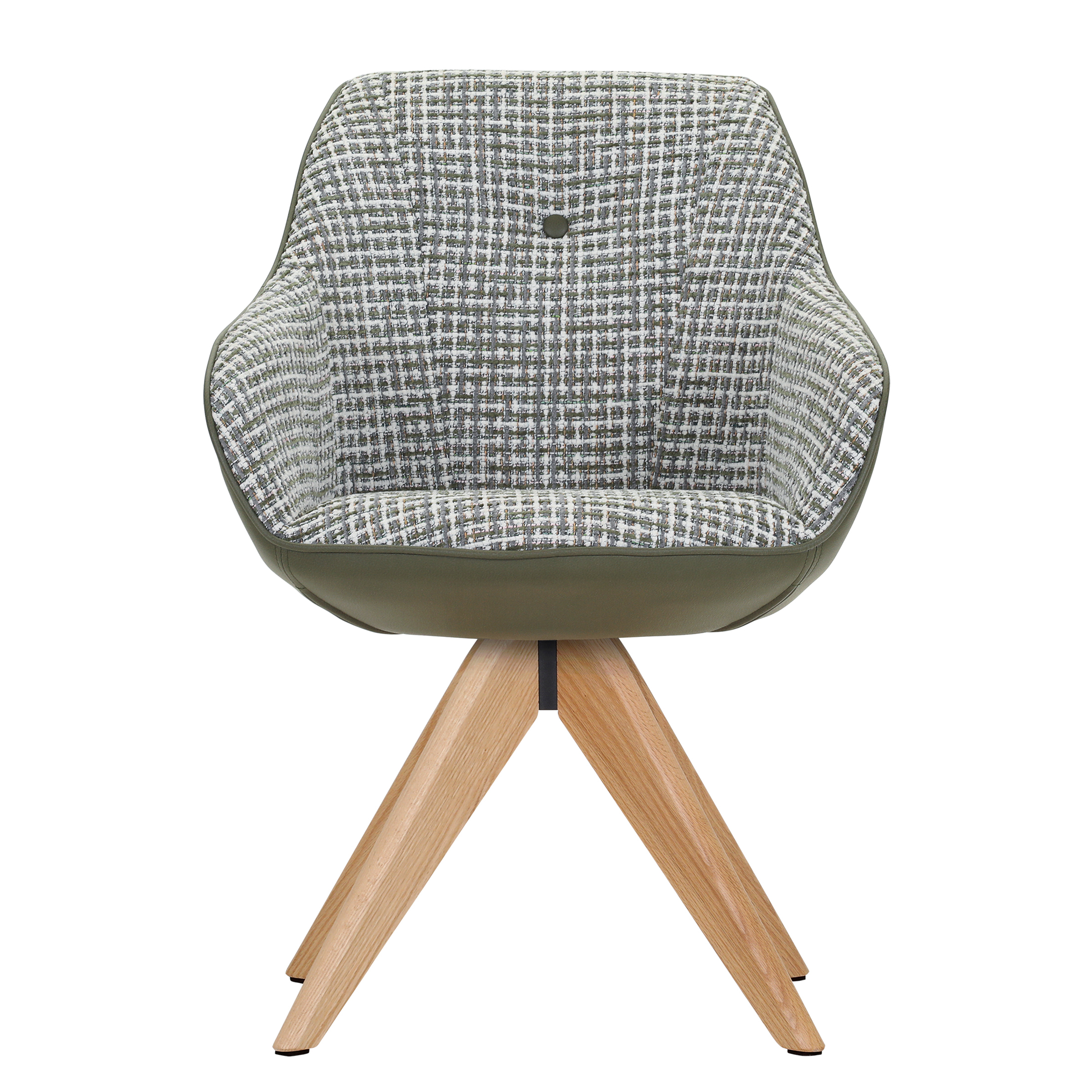 Libbo Drehbarer Armlehnenstuhl 2er-Set Olivgrün Eiche Natur