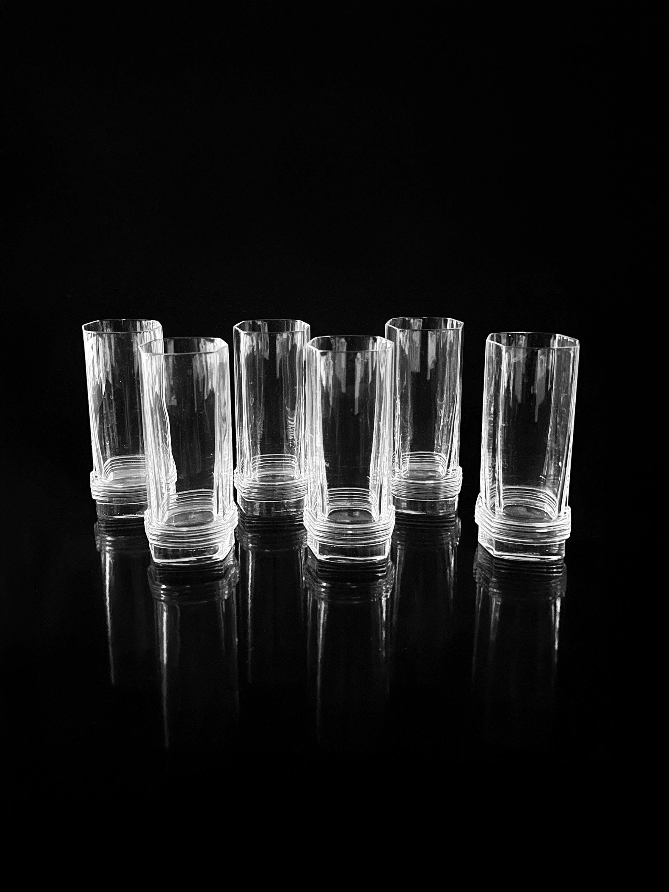 6x Vintage Highball Drinking Glasses Crystal