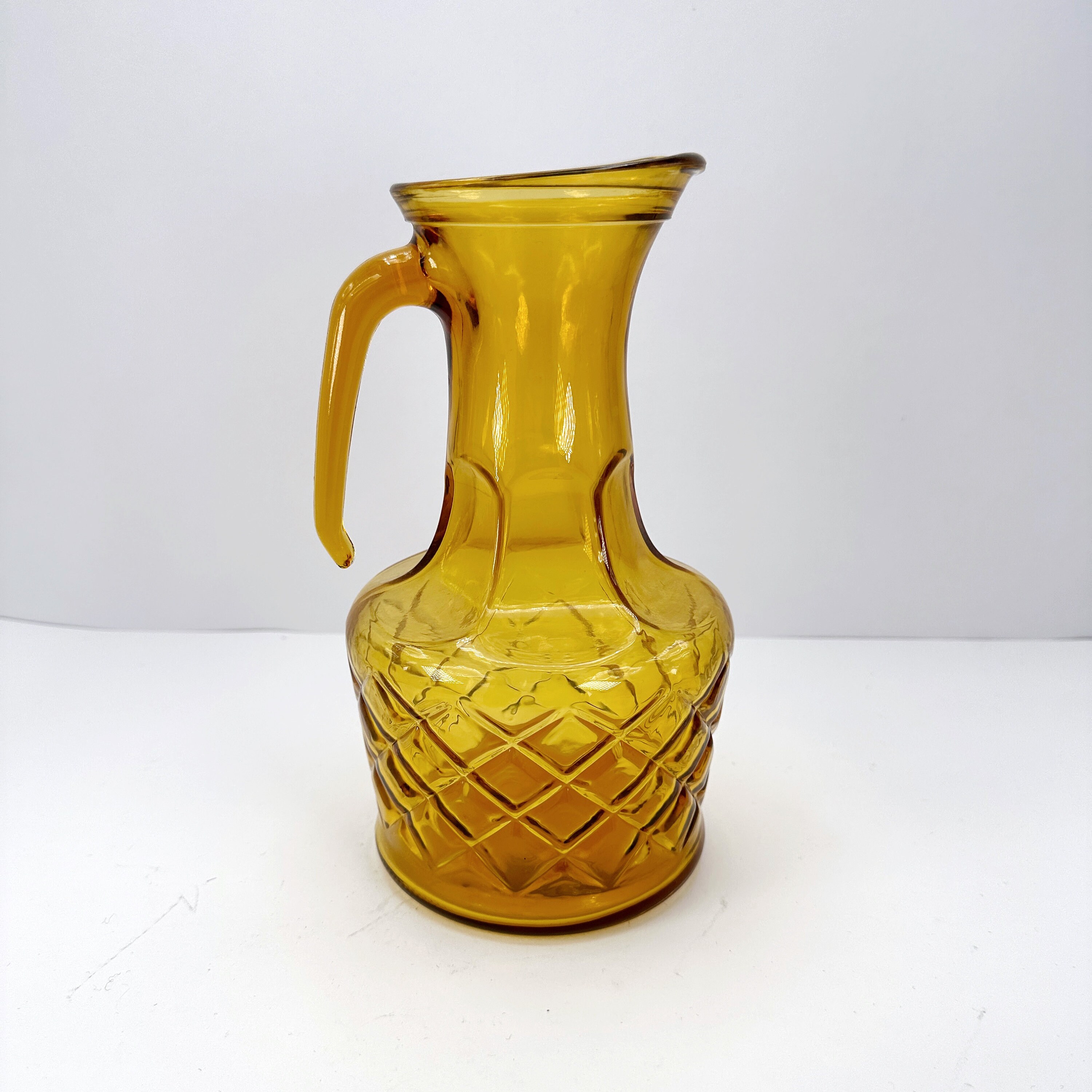 Wasserkaraffe Glas Gelb 1960er Jahre