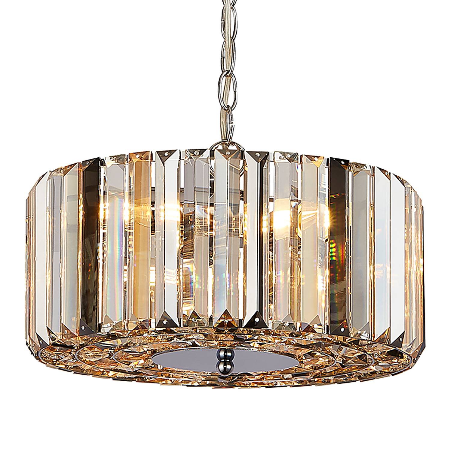 Pendelleuchte Chapeau Stahl Silber Bernstein Transparent