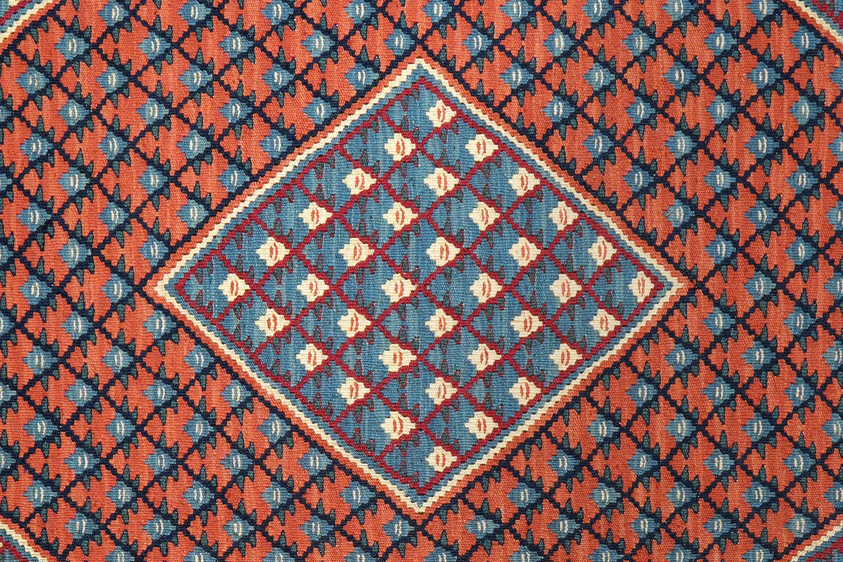 Tappeto Kilim Senneh Lana Rosso