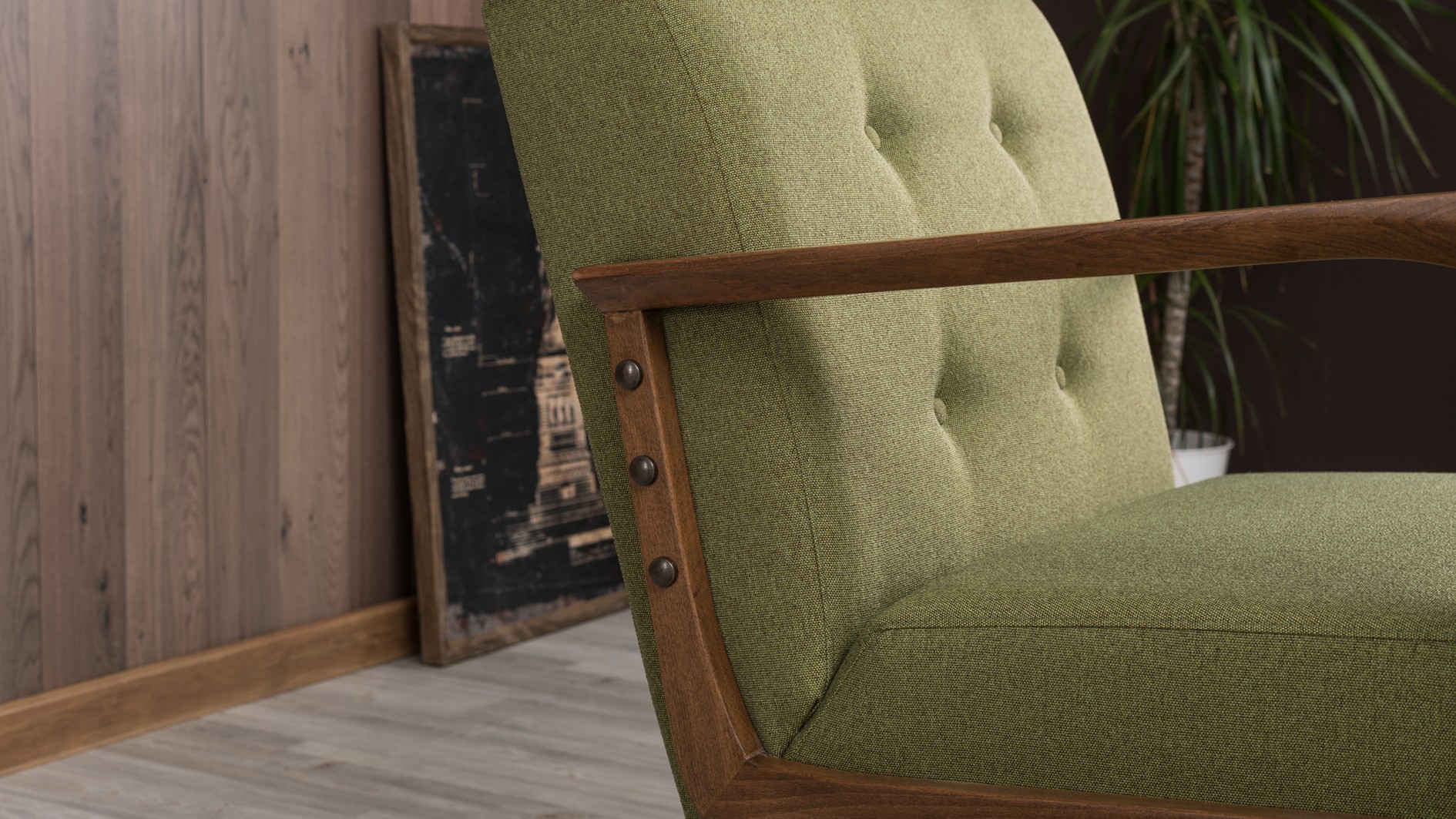 Kemer Armchair Wood veneer Green