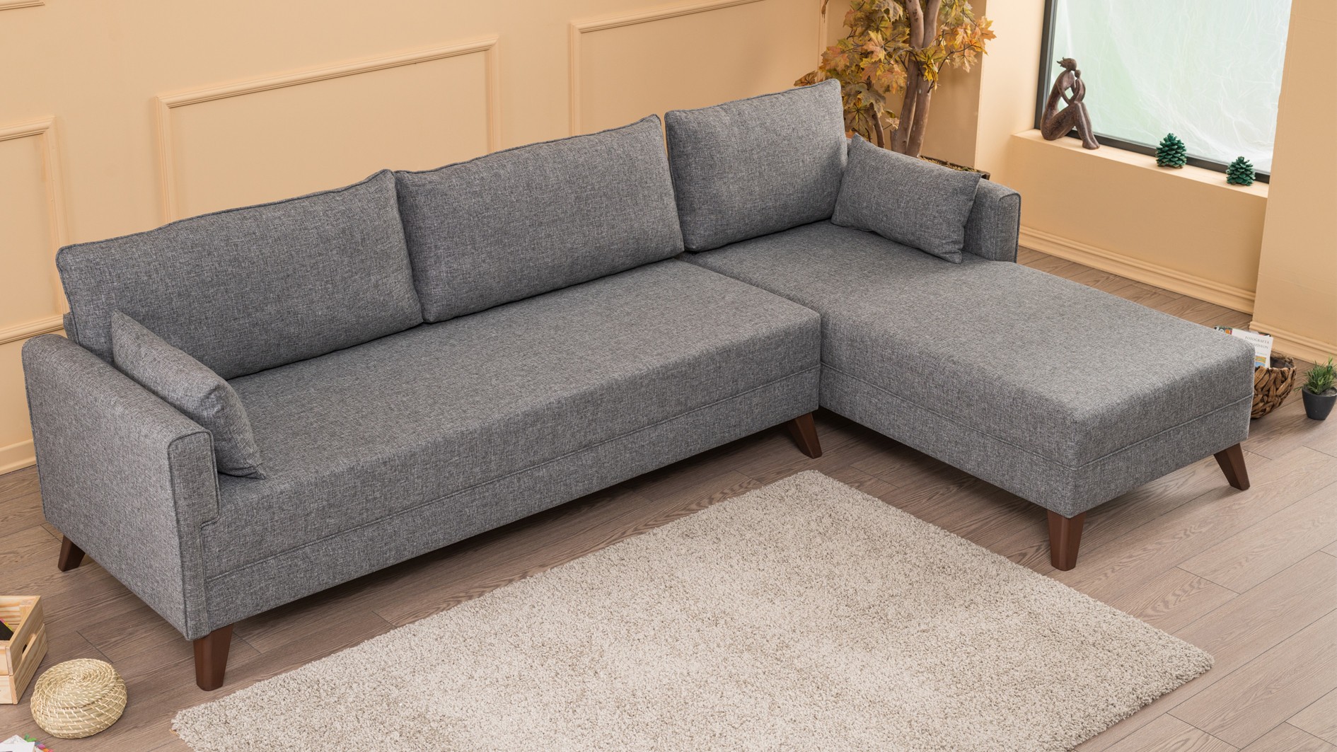 Sofa Récamiere Rechts Grau