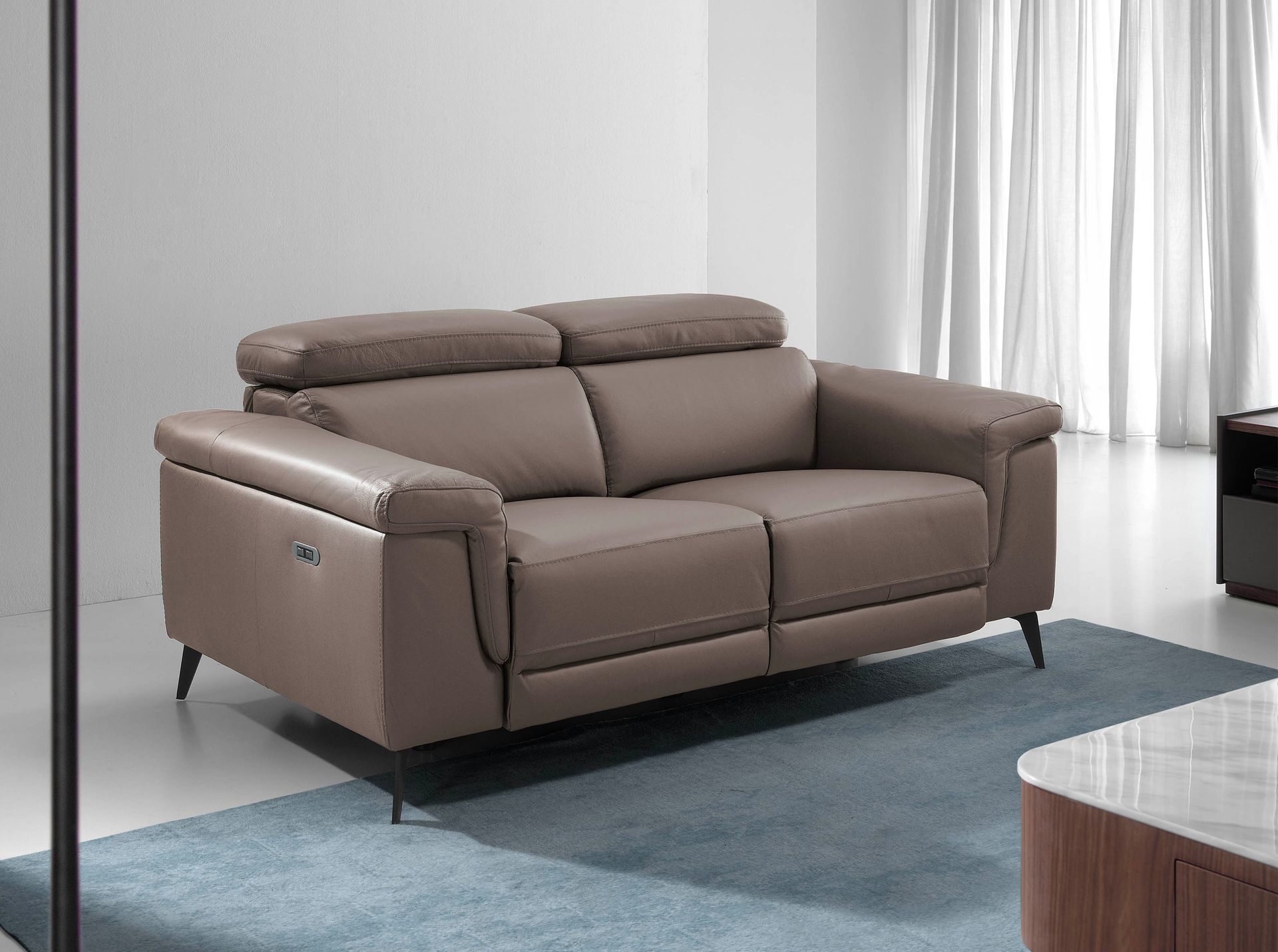 Sofa 2-seater 6106 with relax system leather taupe