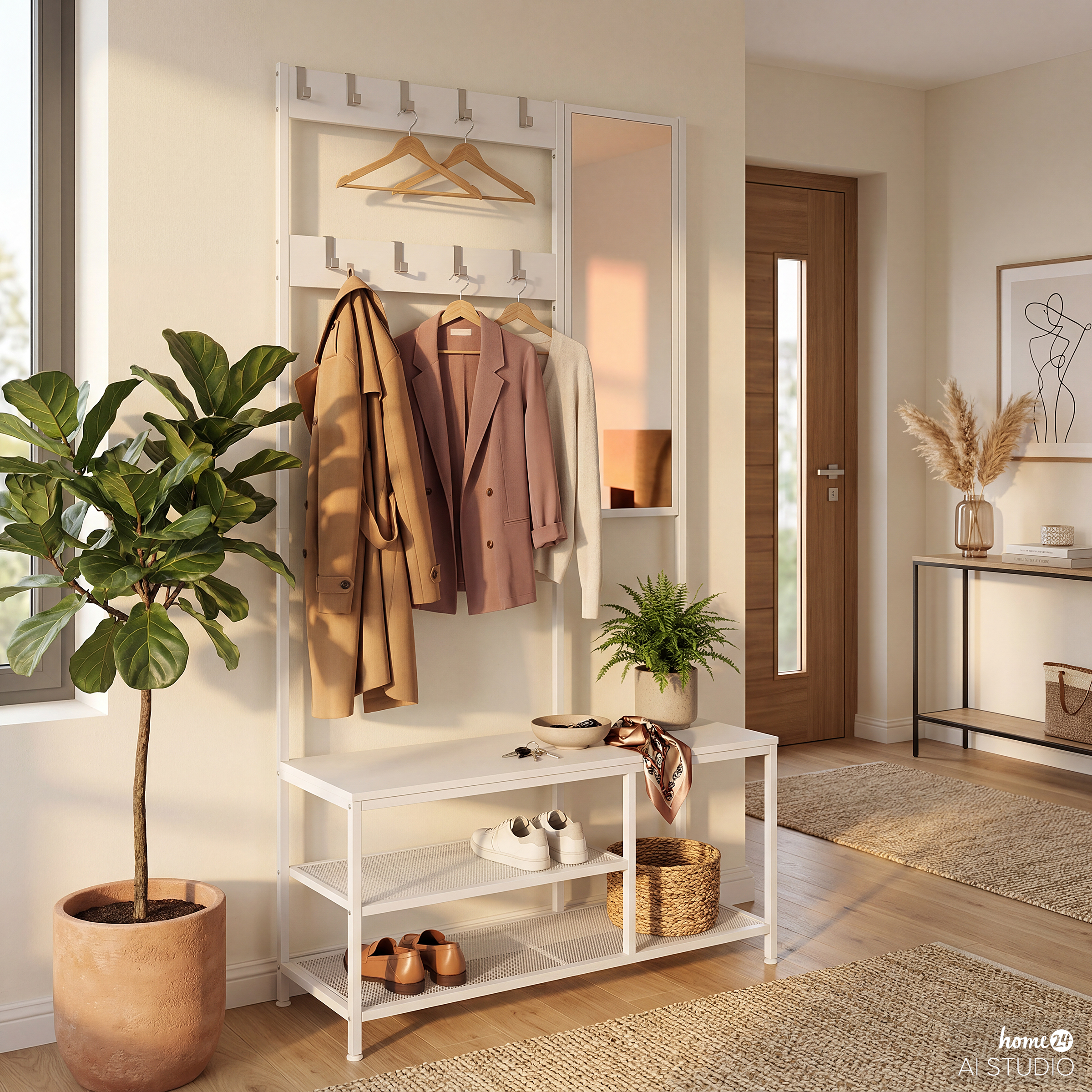 Tarpey Wardrobe with Mirror Metal White