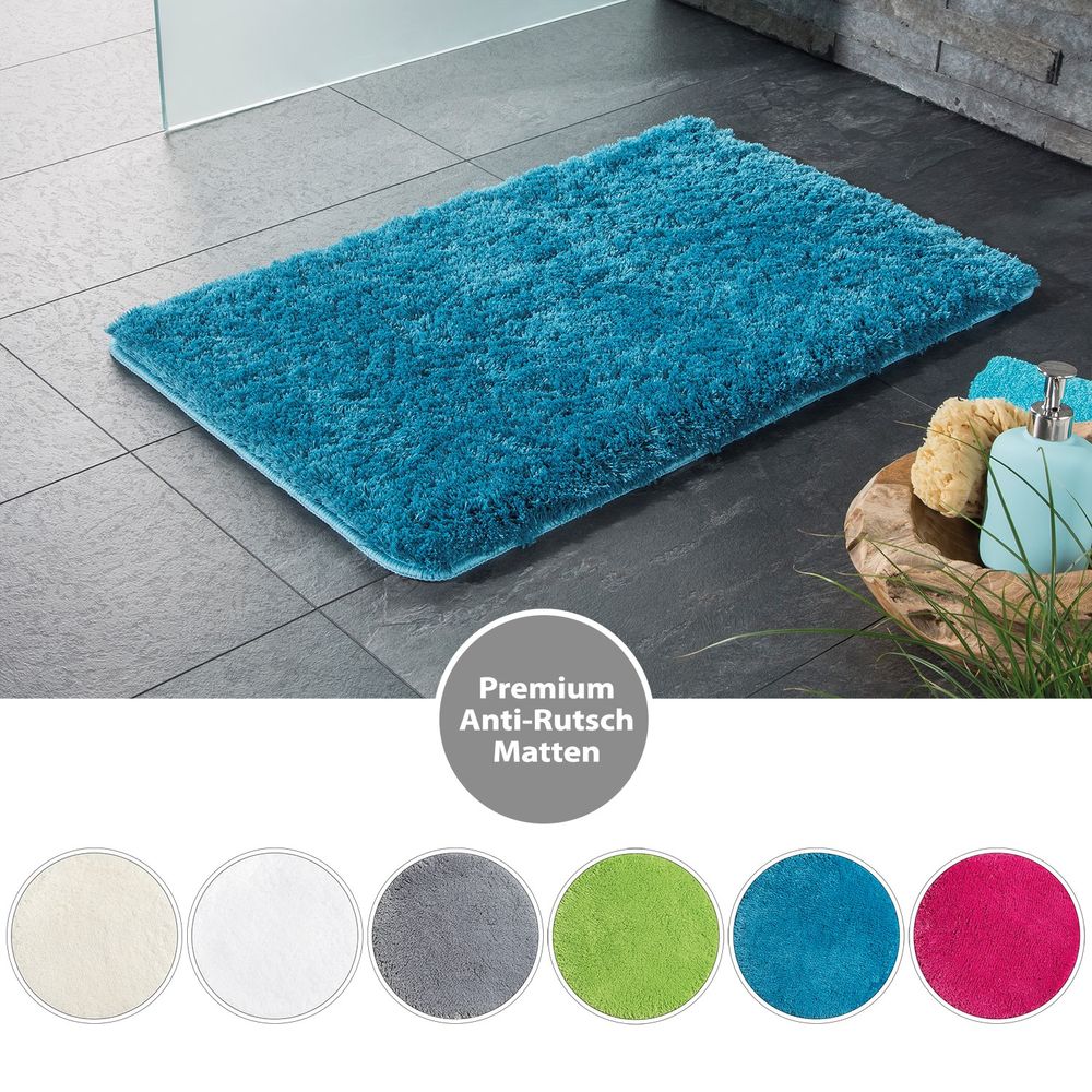 Flauschige Hochflor Badematte Petrol