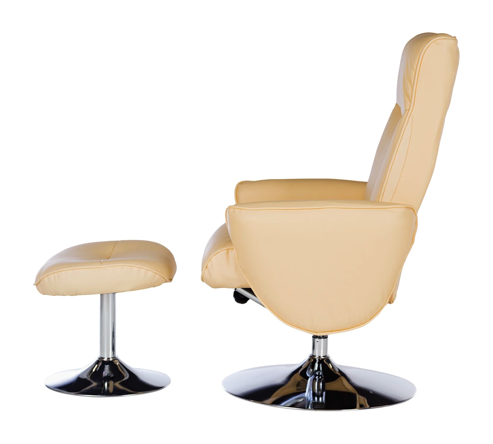 Relaxsessel inkl. Fußhocker Echtleder Kunstleder Creme