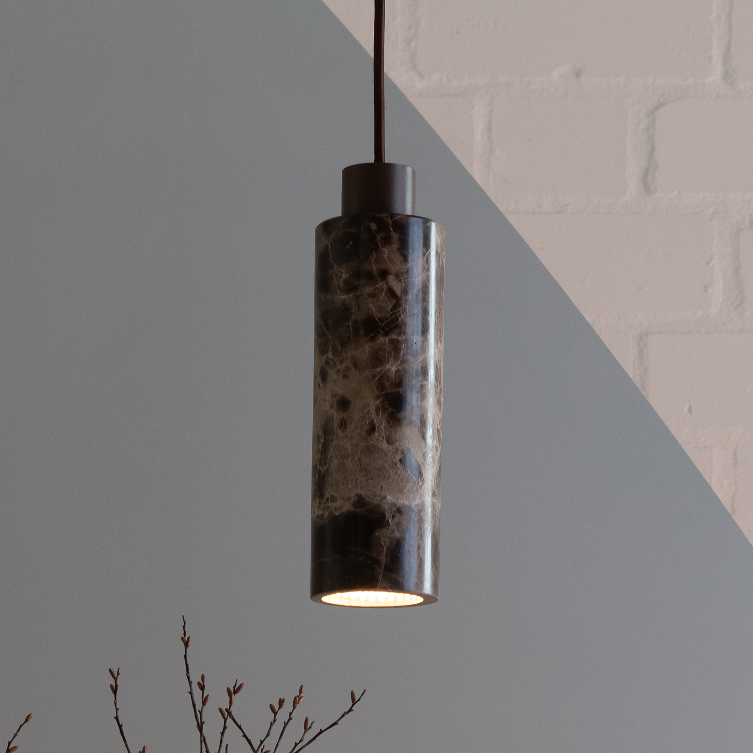 Pendant lamp Tivoli iron marble brown