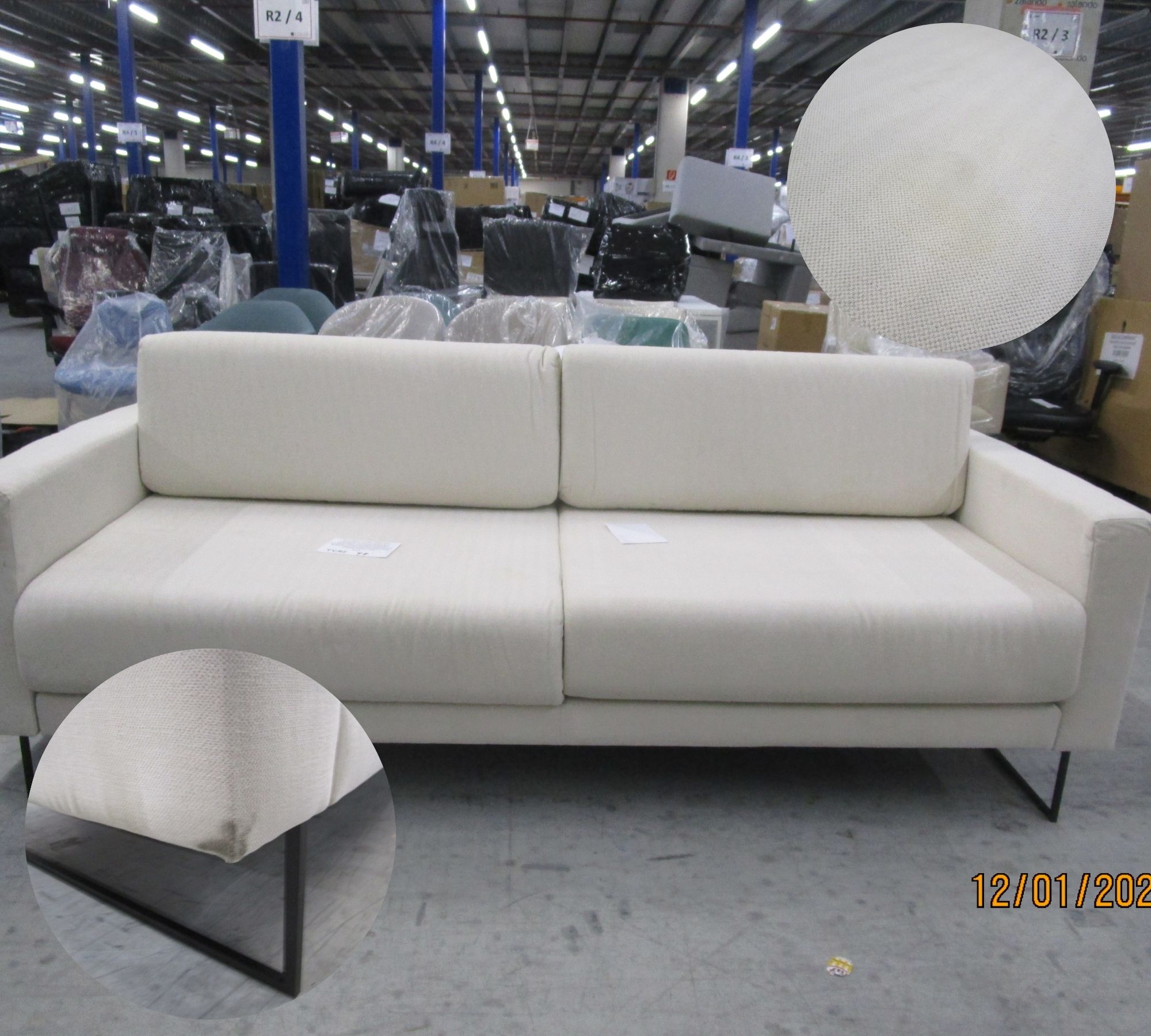 Tyme Sofa 2-Sitzer Webstoff Cremeweiß