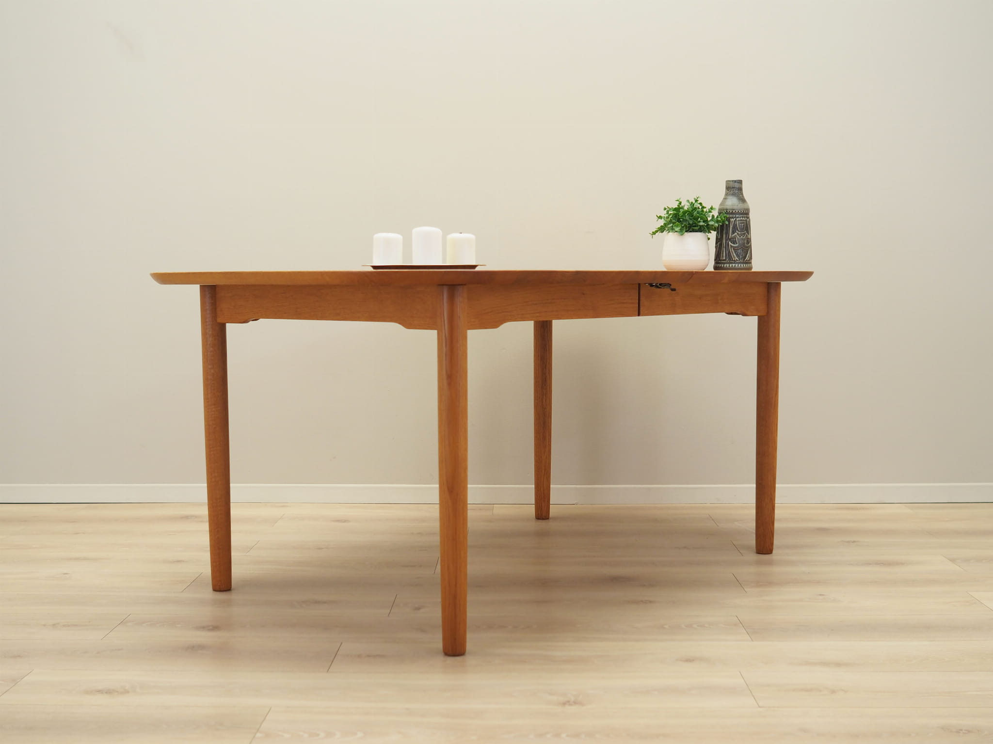 Vintage Dining Table Ash Wood Brown 1960s