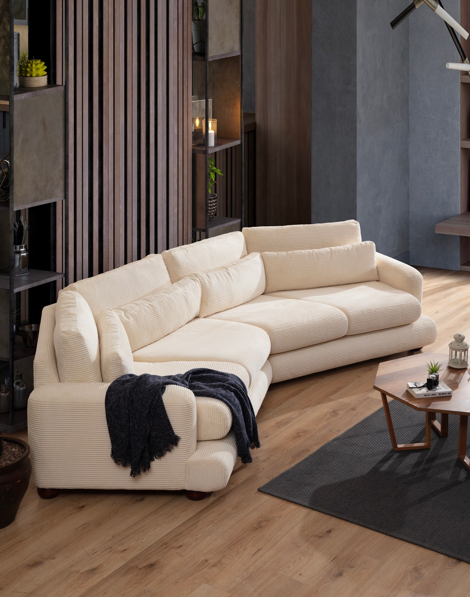 River 4-Sitzer Ecksofa Links Beige