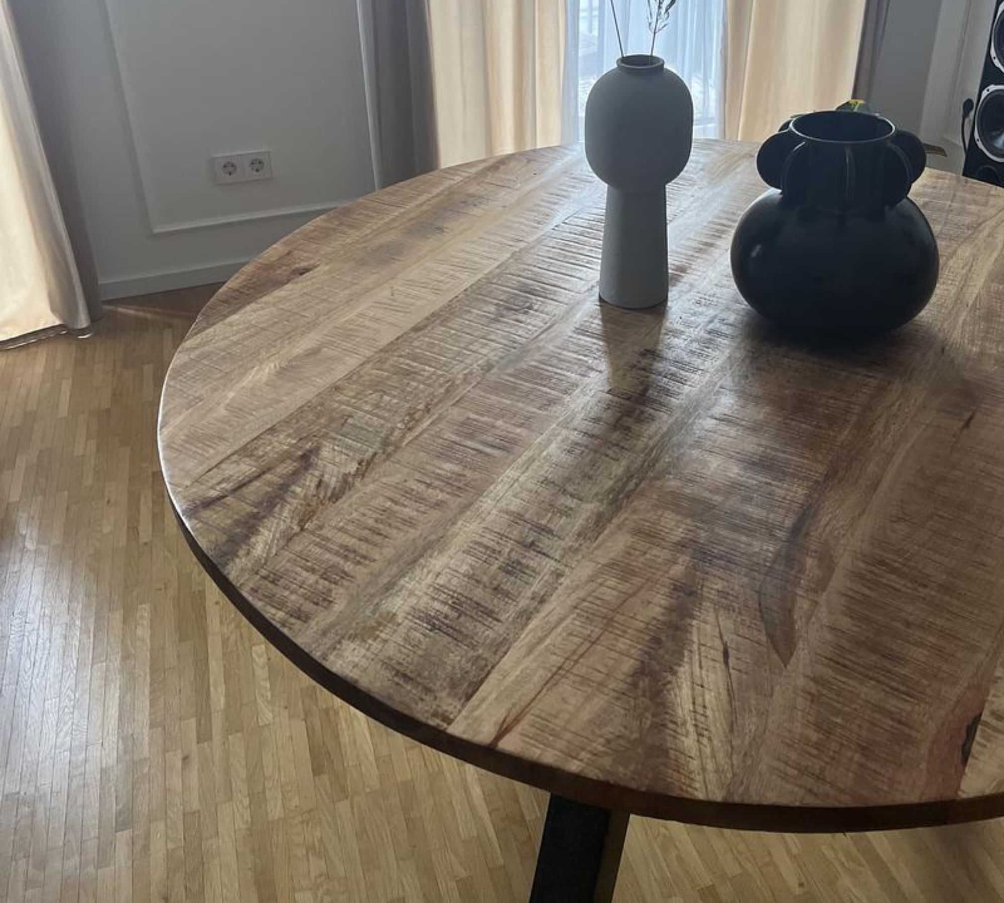 Runder Esstisch Massivholzplatte Mangoholz 120cm