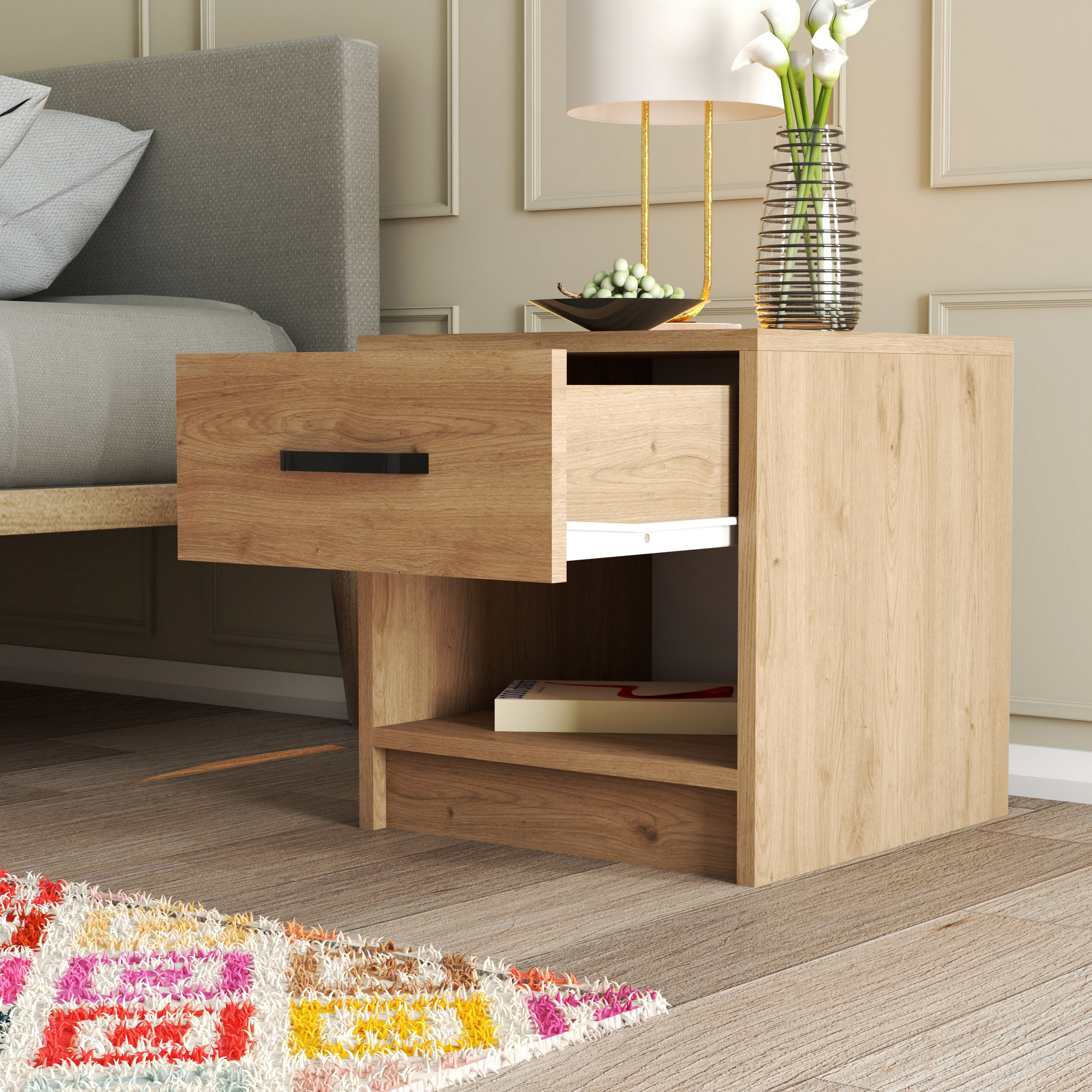 Grande bedside table wood oak
