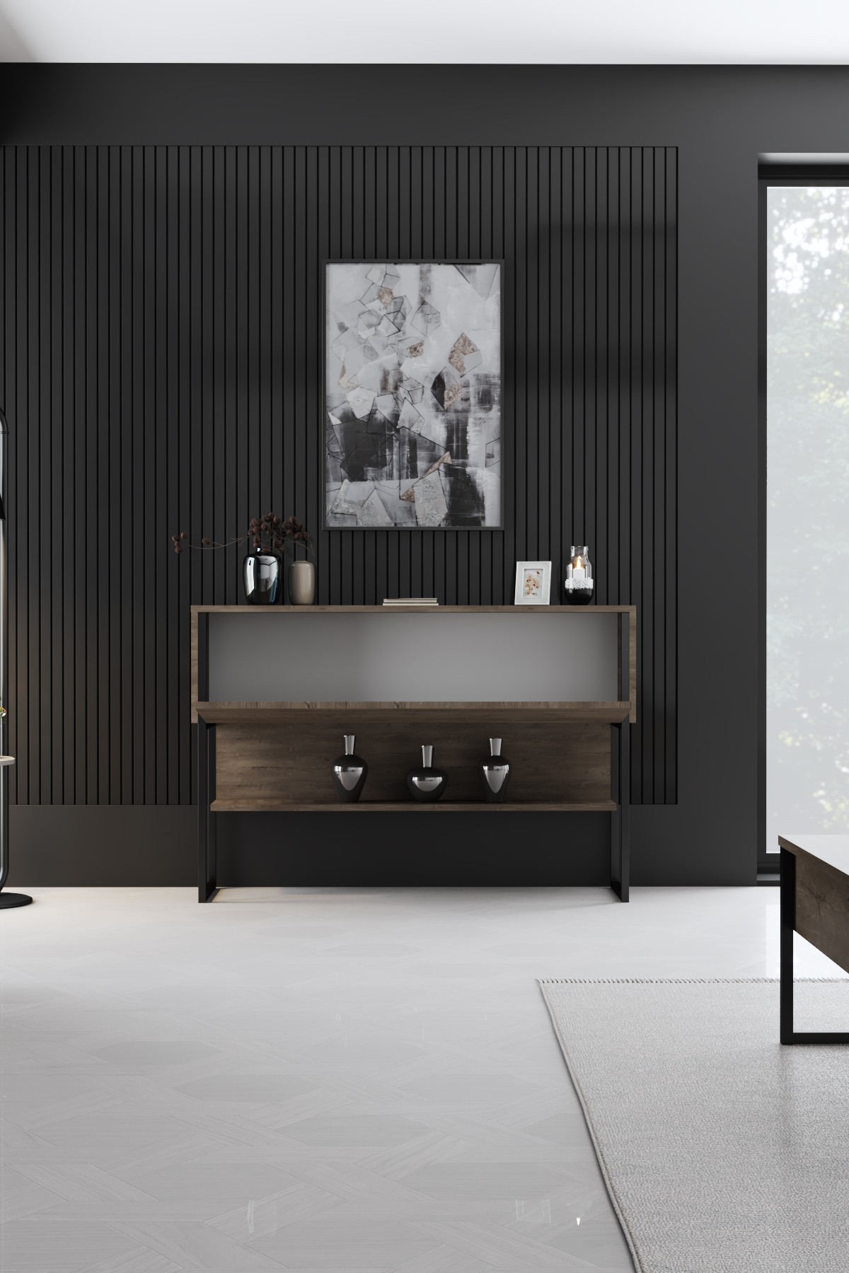 Luxury sideboard, black wood veneer