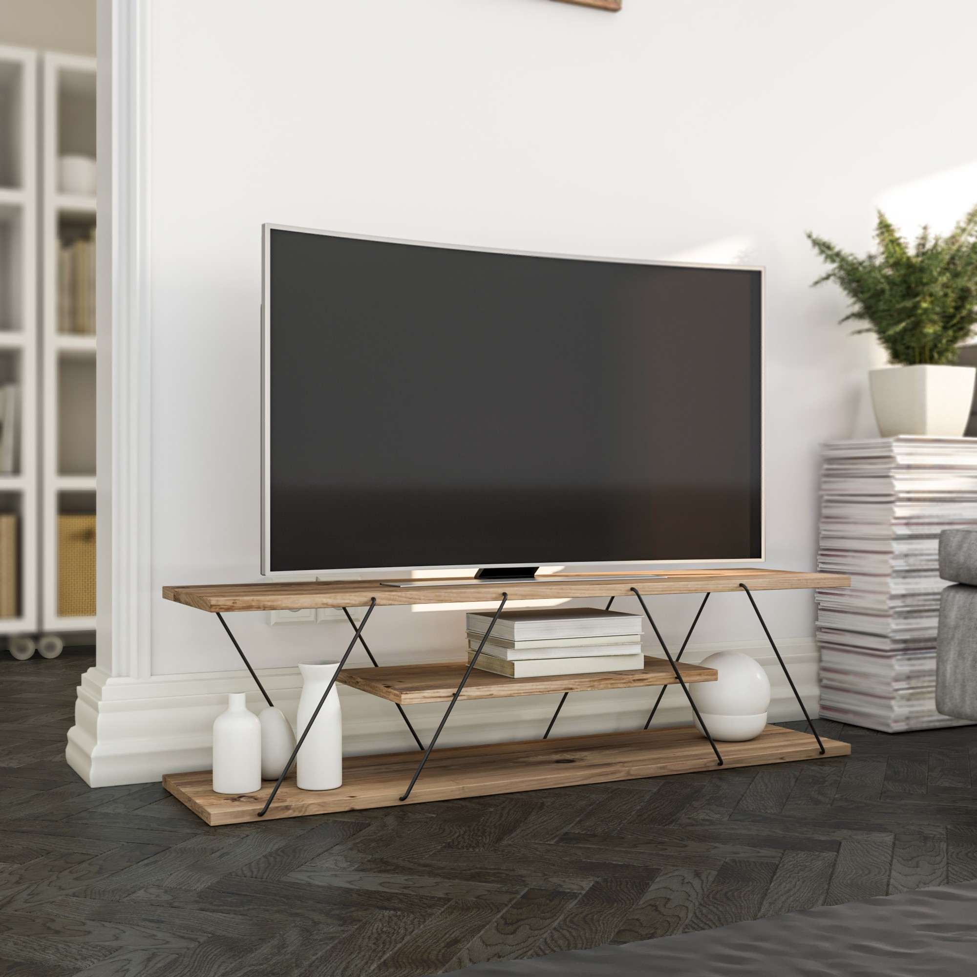 Canaz TV Stand Black Walnut Brown