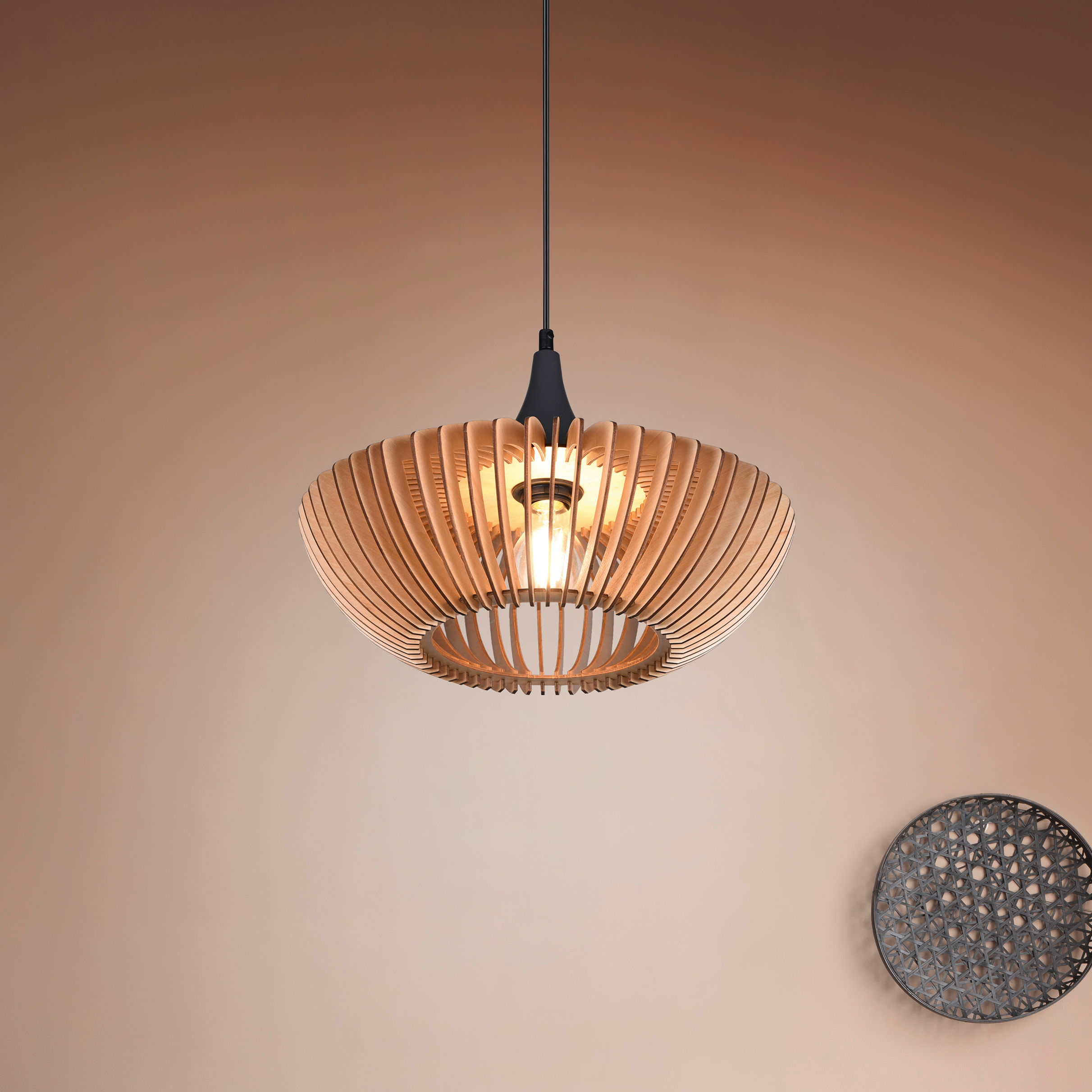 Colino Pendelleuchte Eisen Linde Beige